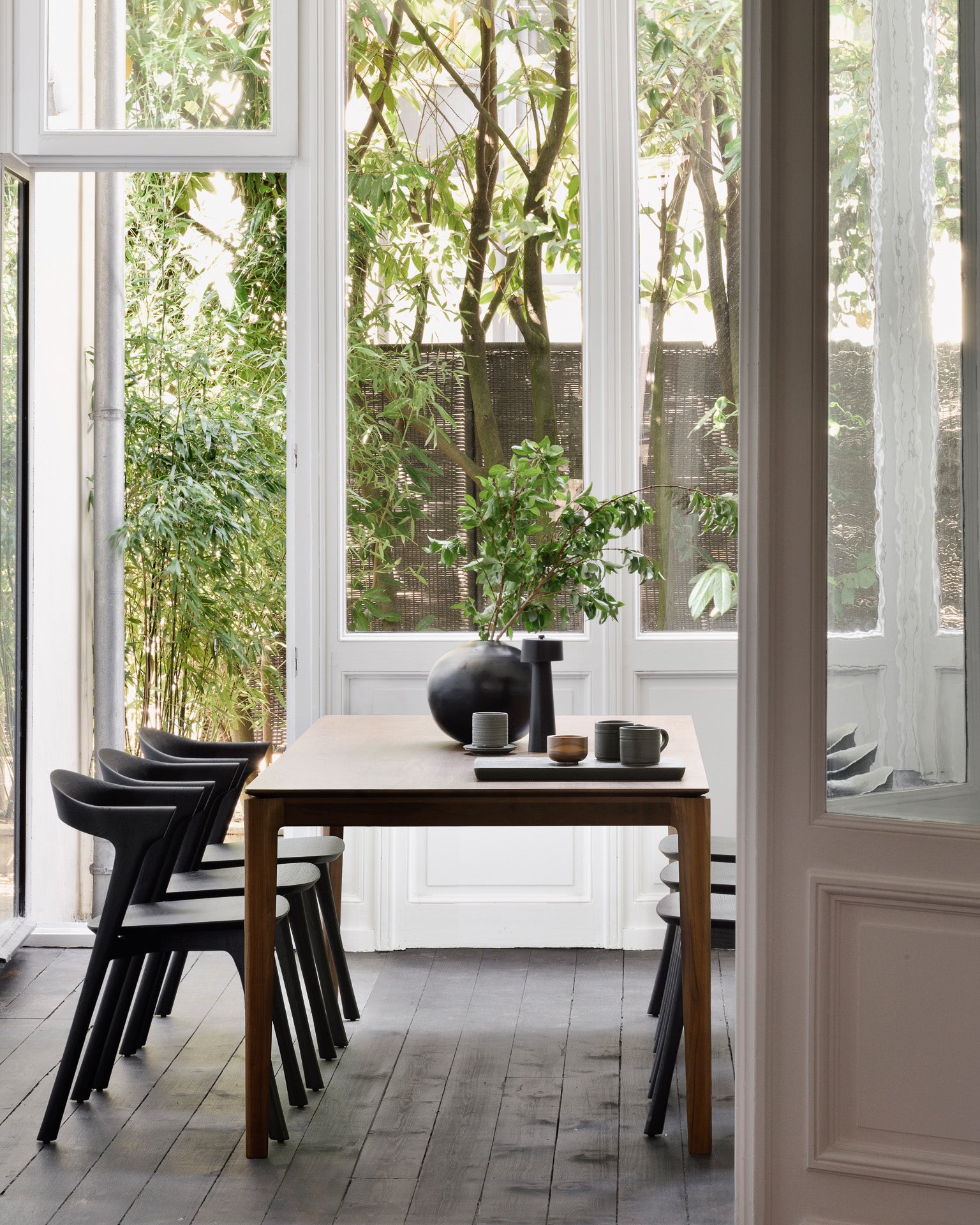 Bok dining table - varnished teak - brown - rectangular