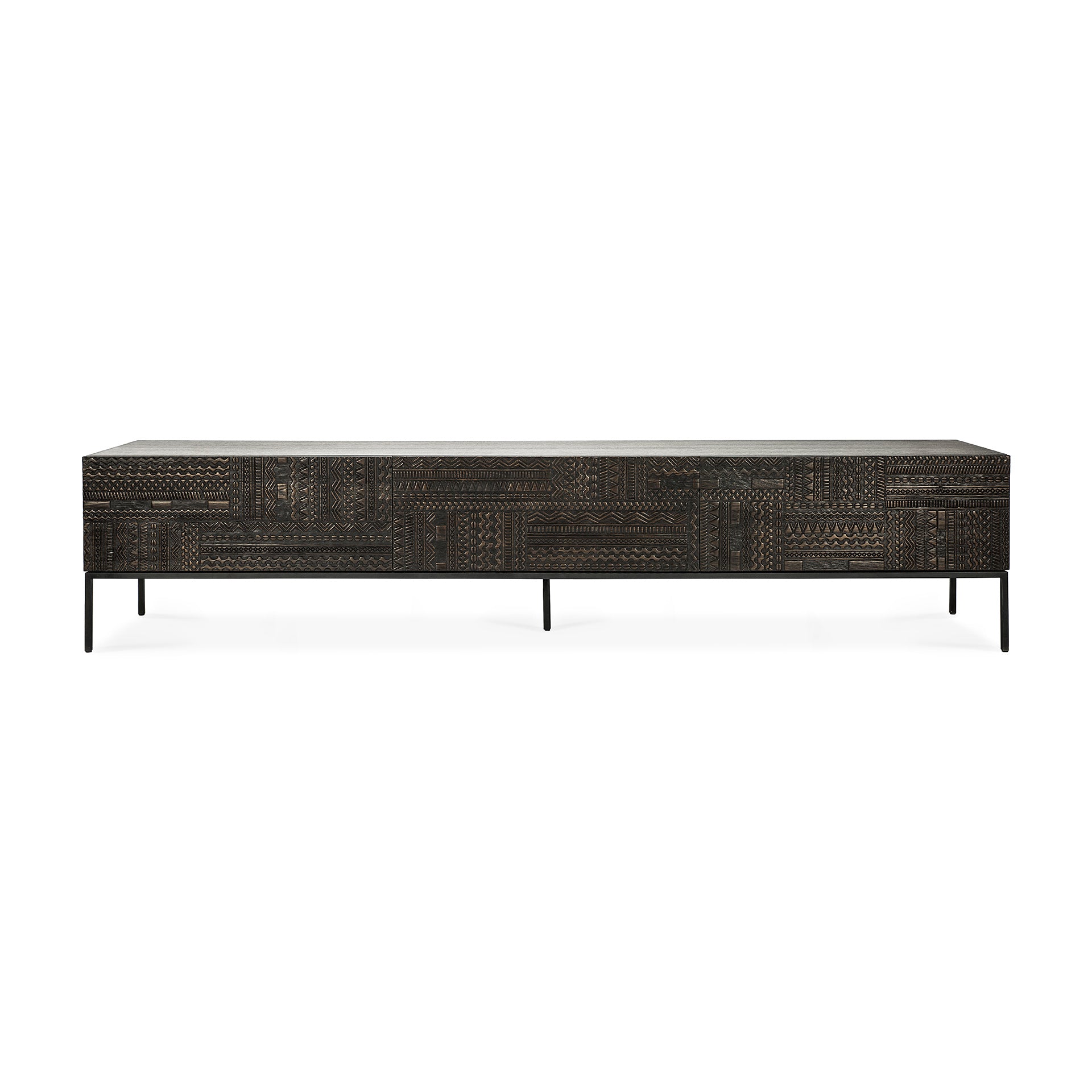 Tabwa Black Teak Media Console, 94.5"