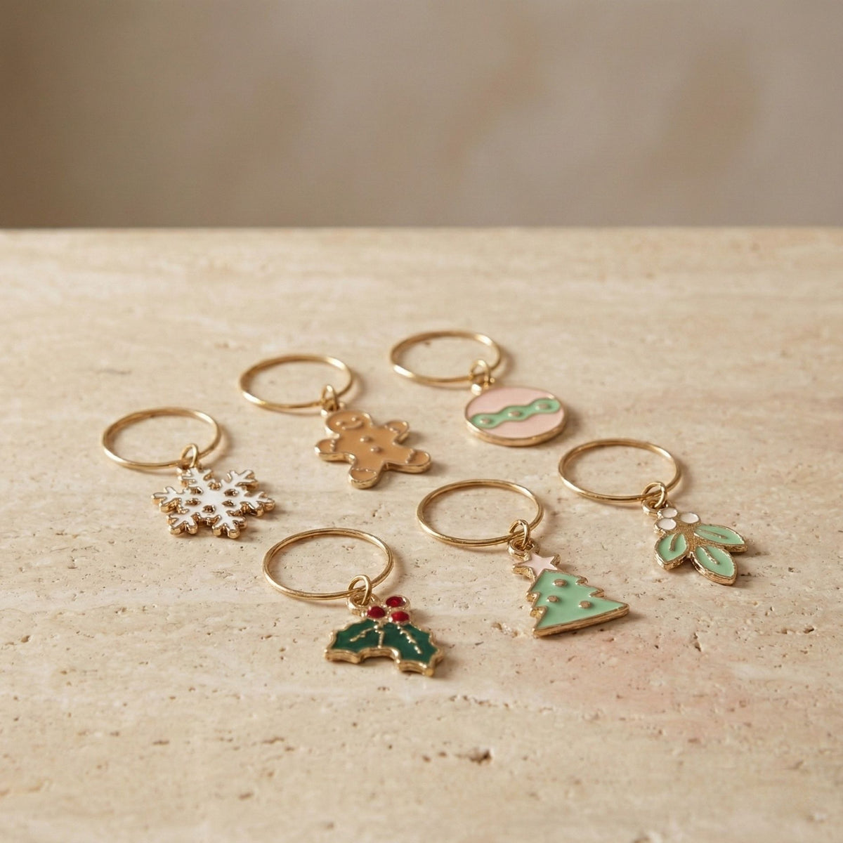 Merry & Bright Enamel Drink Charms, Set of 6