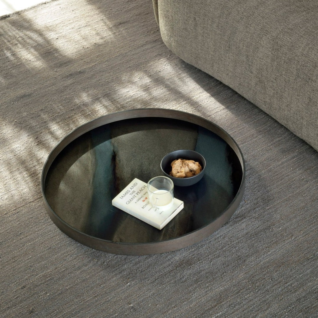 Round Glass Organic Tray, Graphite