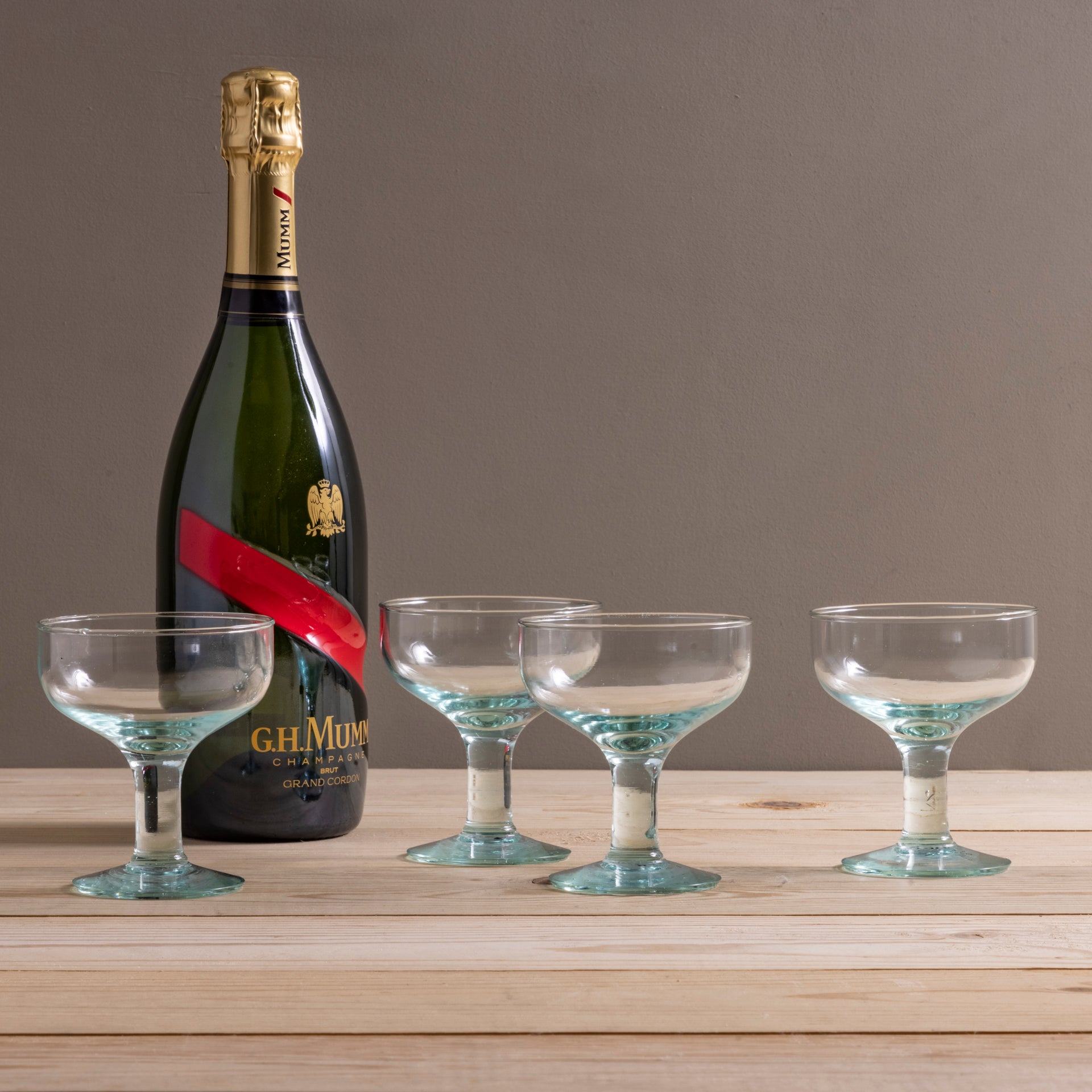 Premium Recycled Coupe Glass, Set of 4