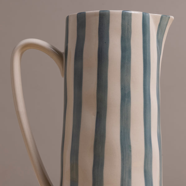 HandPainted Stoneware Pitcher with Stripes Be Home