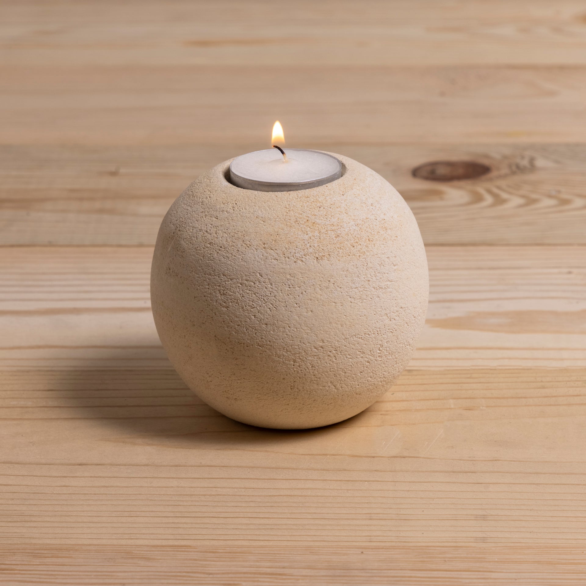 Round Sandstone Tea-light Holder, Large