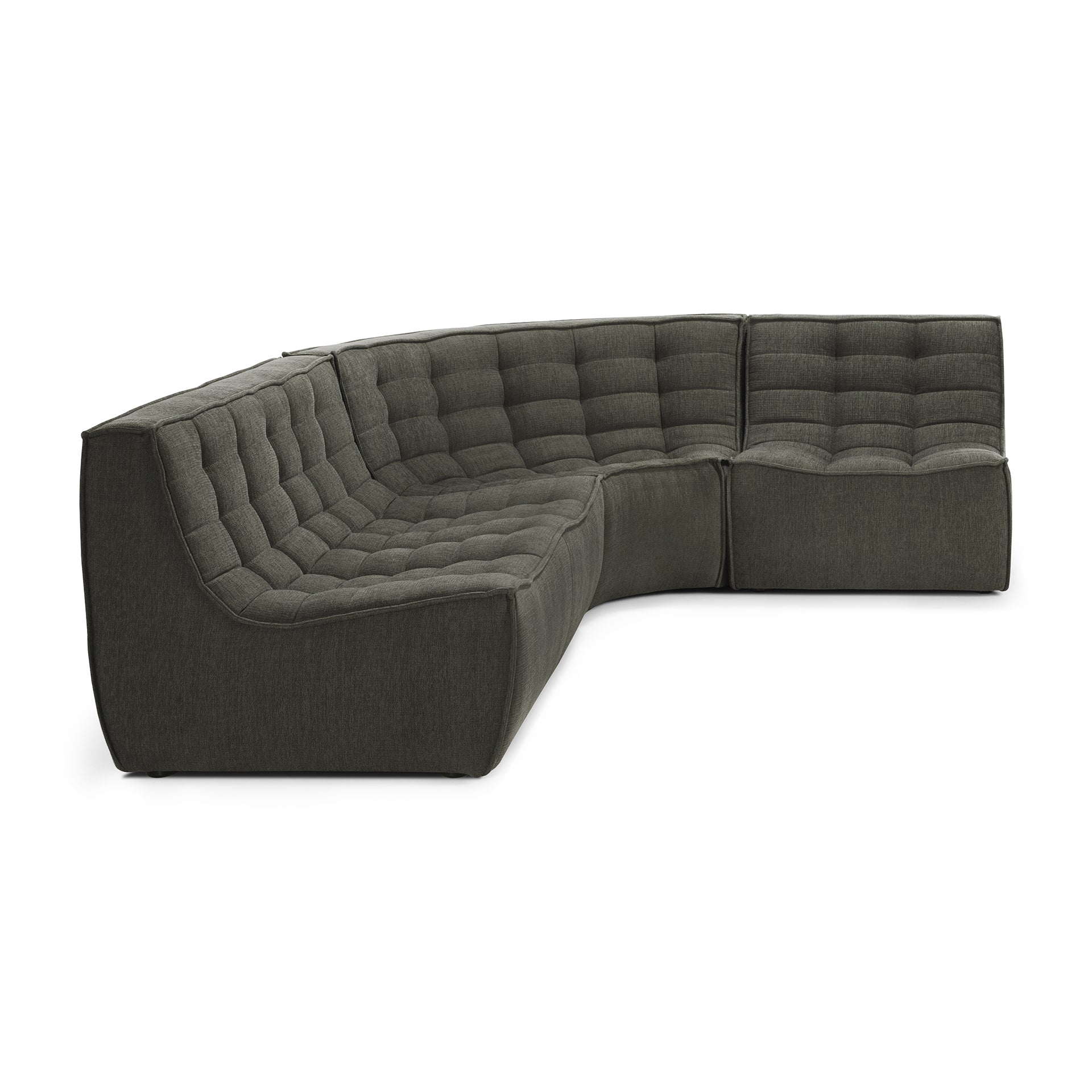 N701 Round Corner Eco Fabric Sofa, Moss