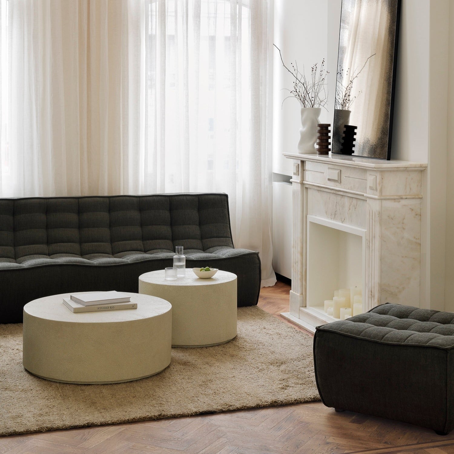 Elements coffee table - Microcement - Off White - round