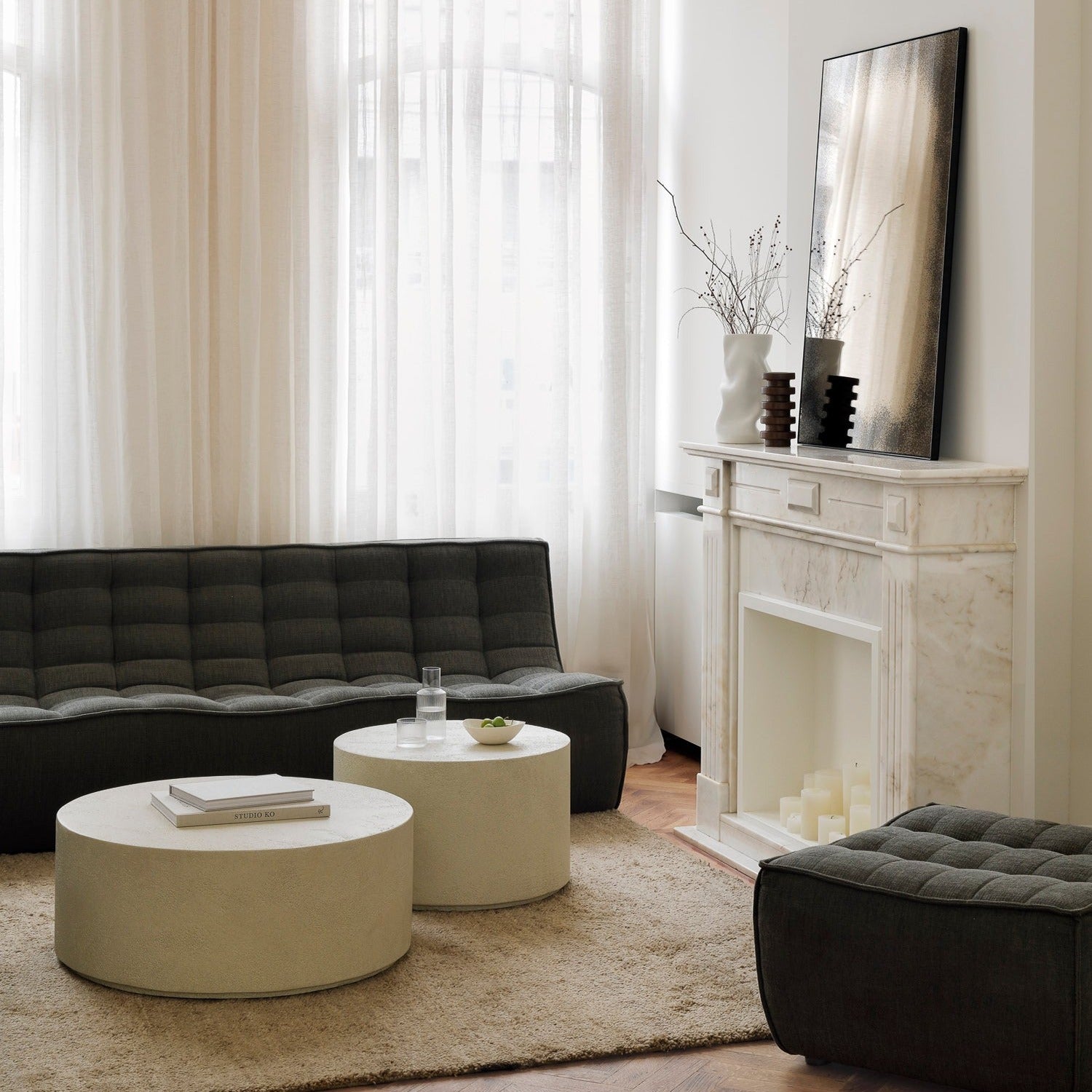 Elements coffee table - Microcement - Off White - round