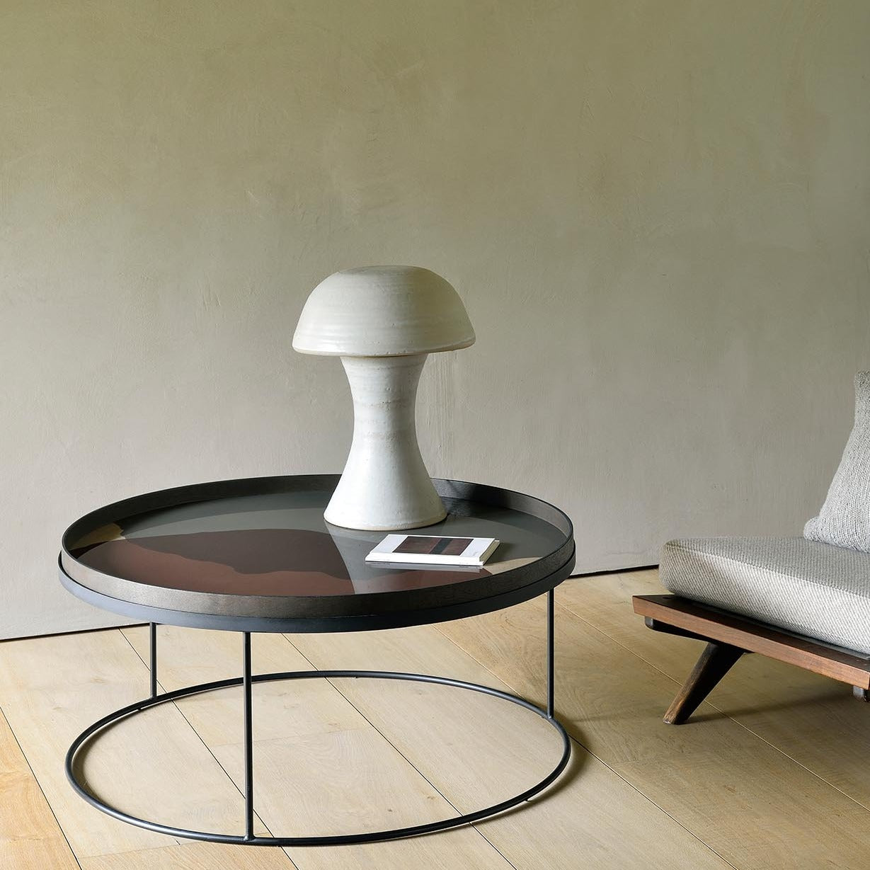 Round Graphite Combined Dots Glass Tray, Extra Large