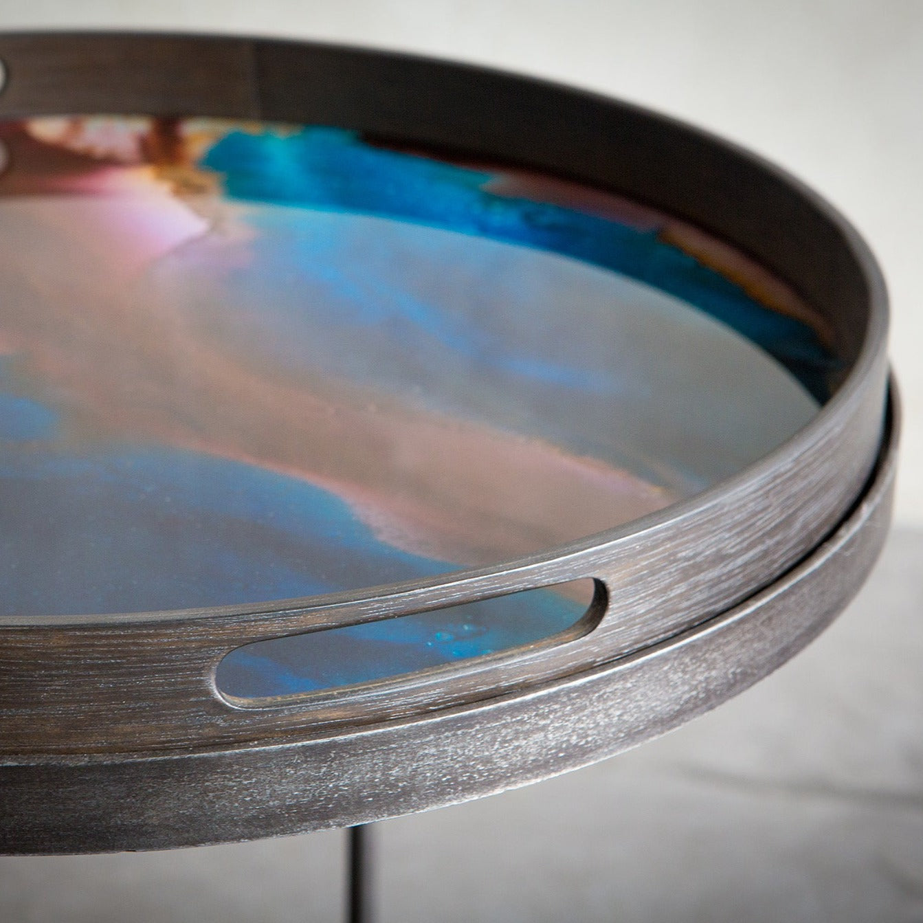 Round Glass Organic Tray, Indigo