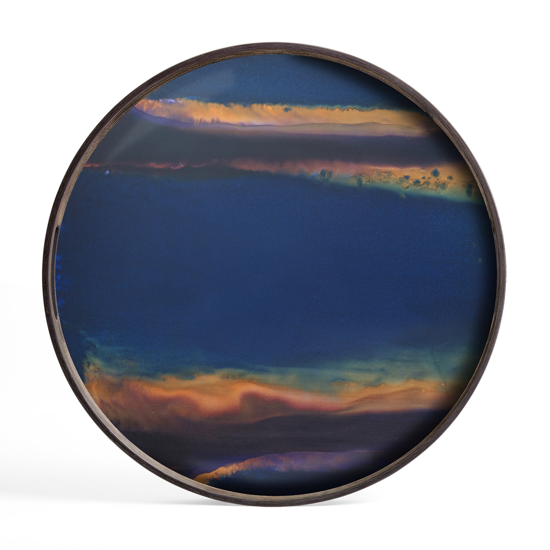 Round Glass Organic Tray, Indigo