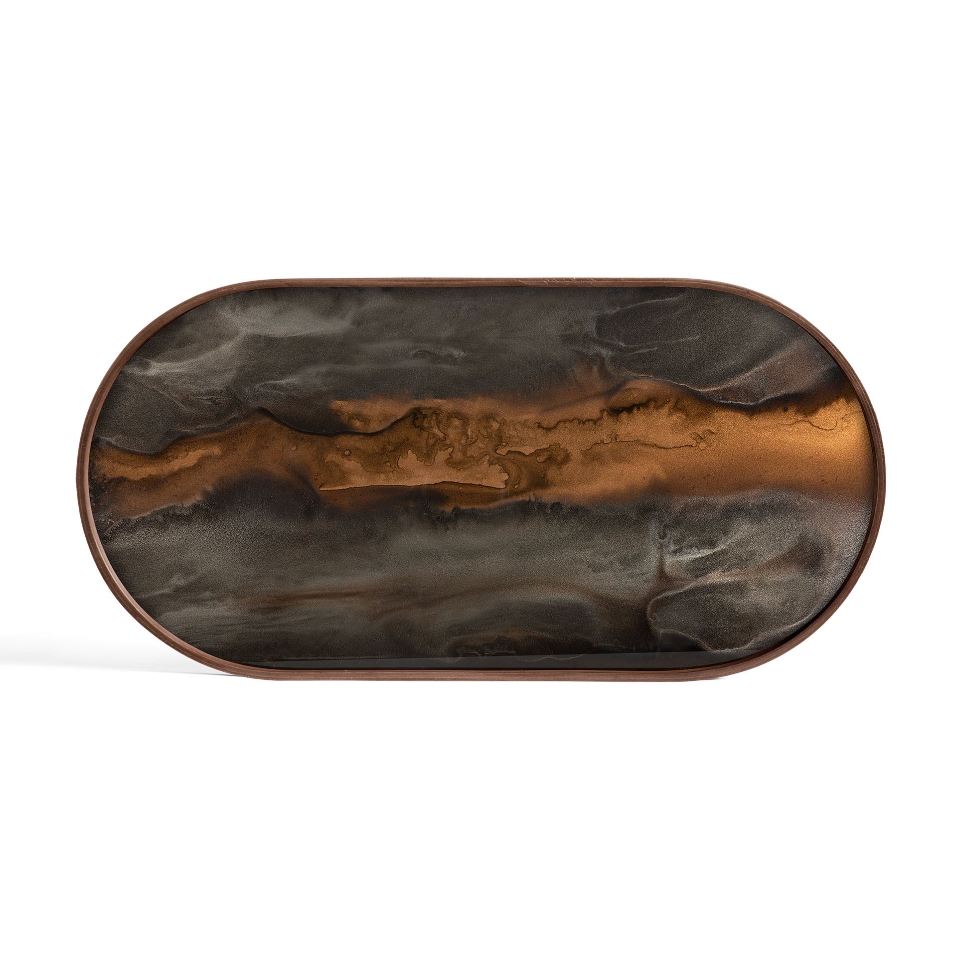 Oblong Bronze Glass Organic Tray