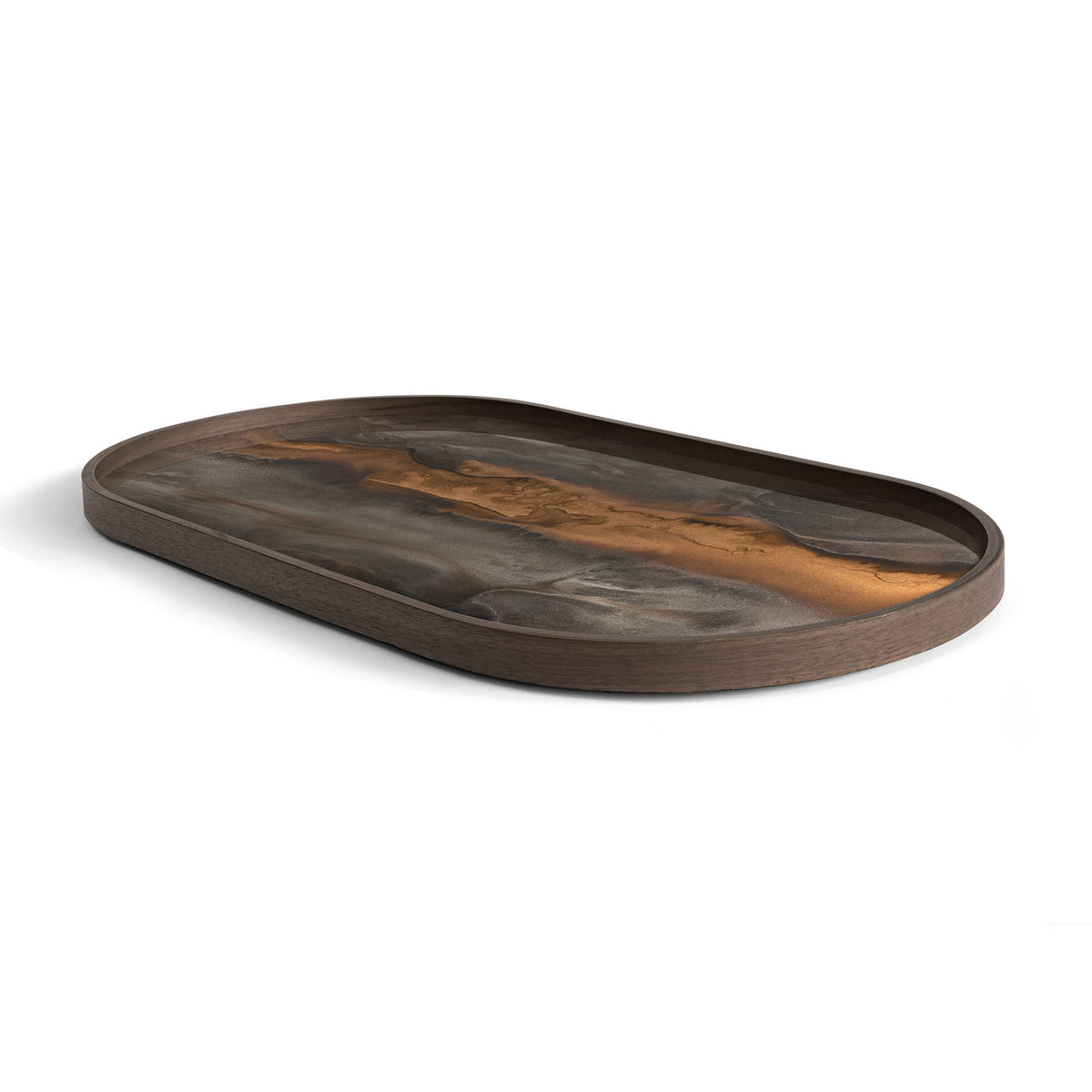 Oblong Bronze Glass Organic Tray