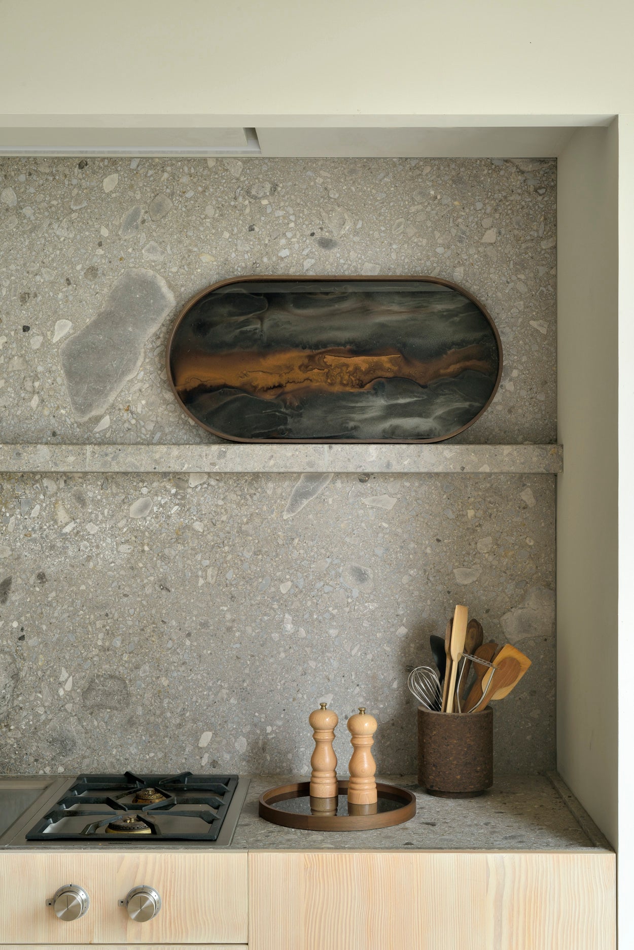 Oblong Bronze Glass Organic Tray
