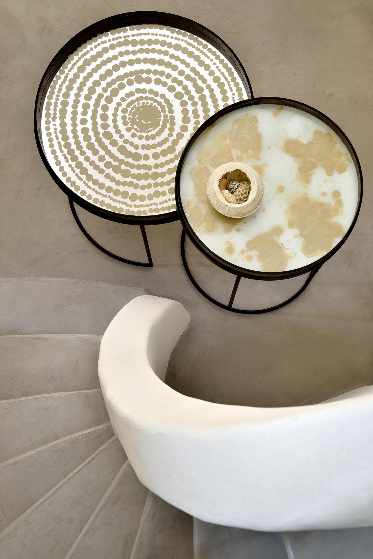 Round Mirror Beads Tray, Gold