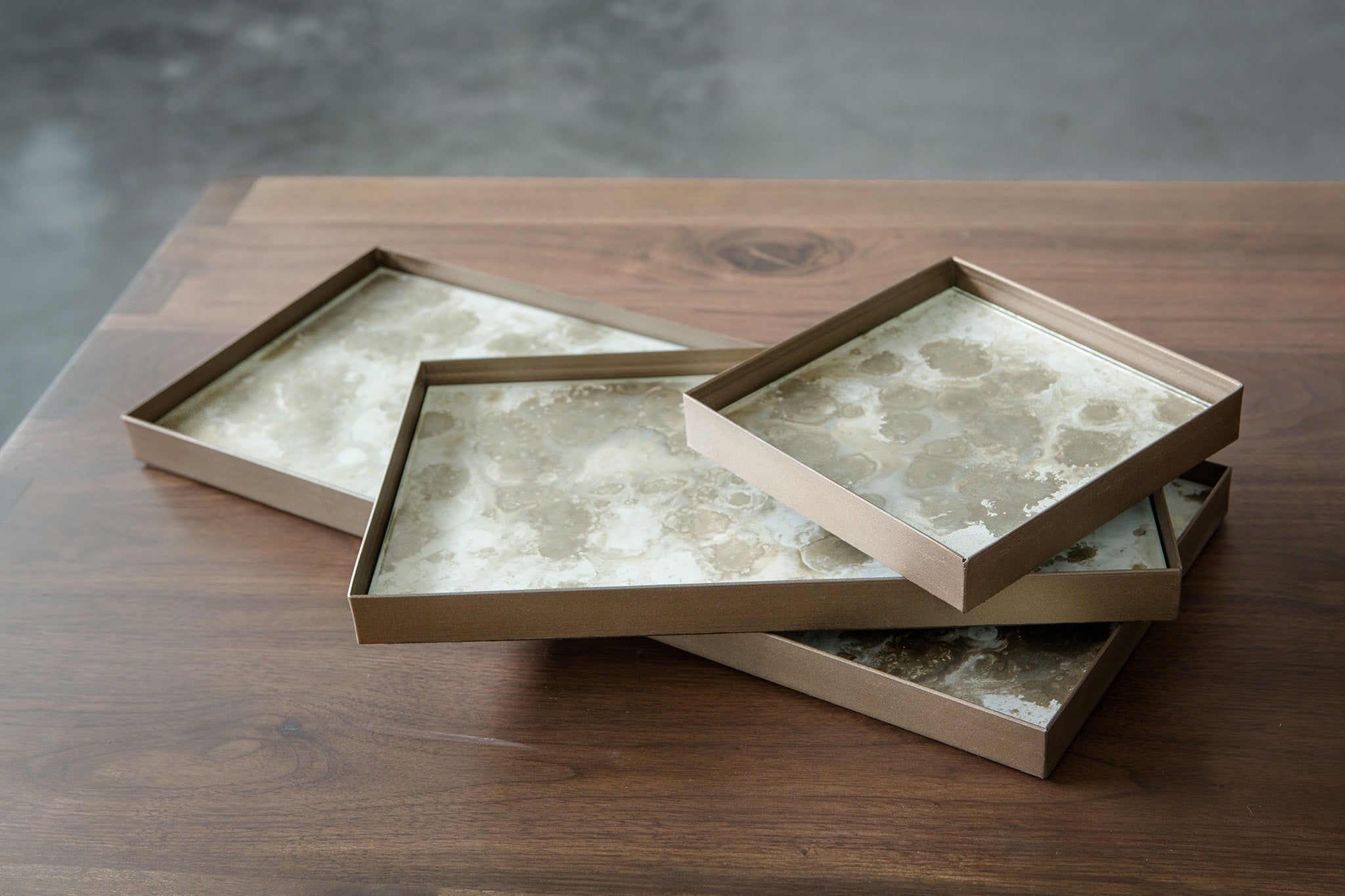 Rectangular Fossil Glass Organic Valet Tray, Large