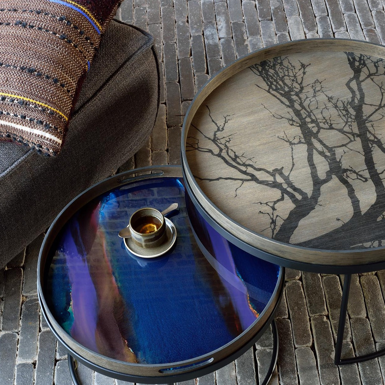 Round Black Tree Tray, Large