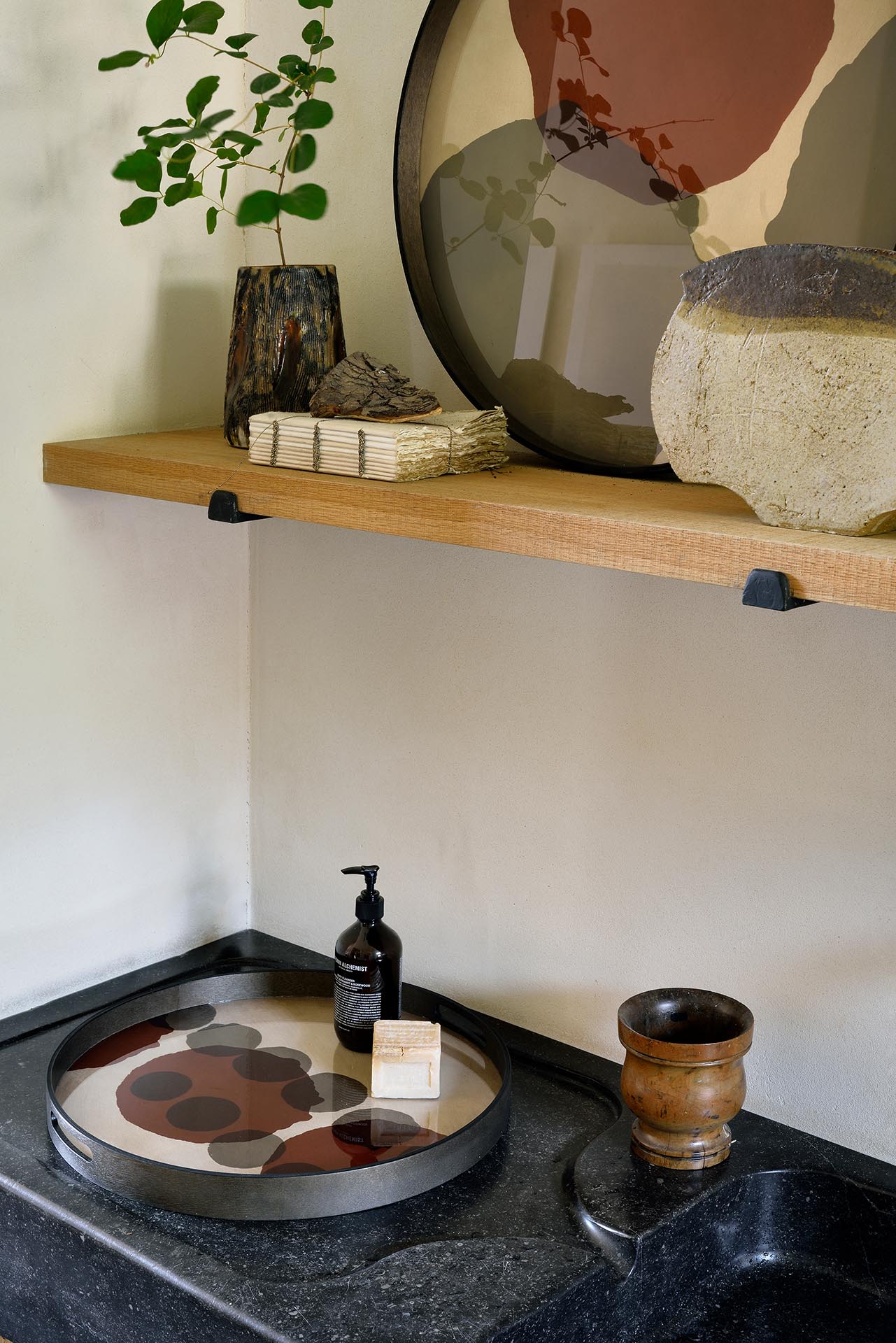 Round Pinot Layered Dots Glass Tray, Small