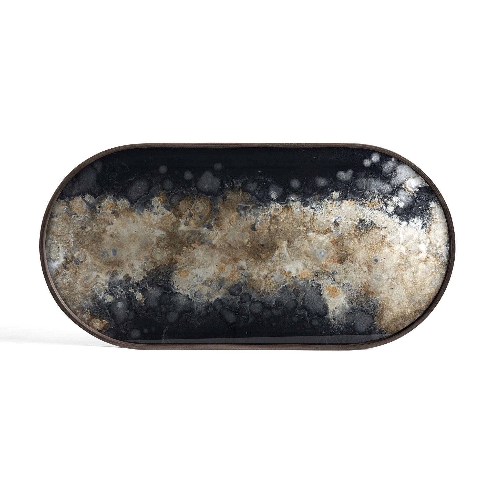 Oblong Black Glass Organic Tray
