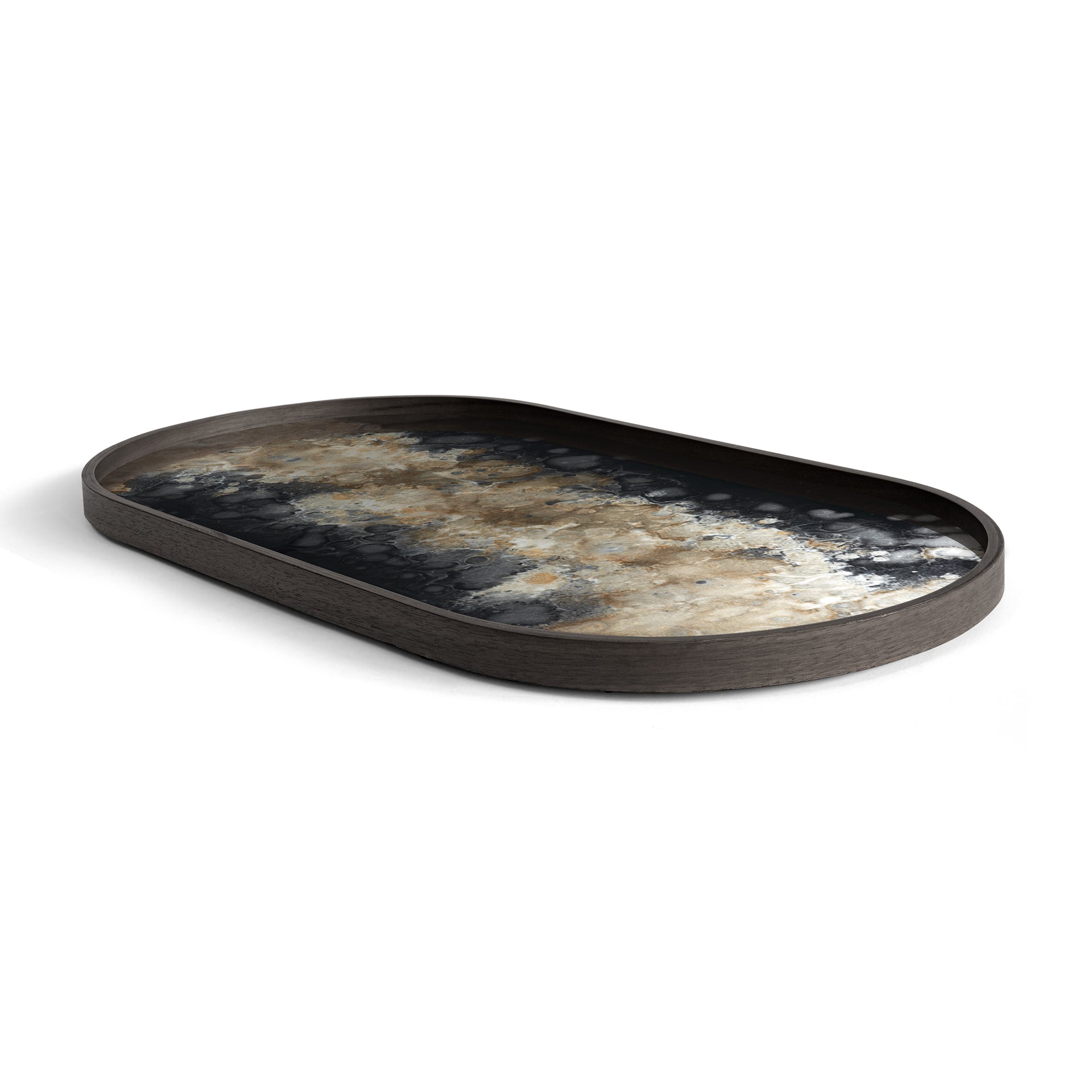 Oblong Black Glass Organic Tray