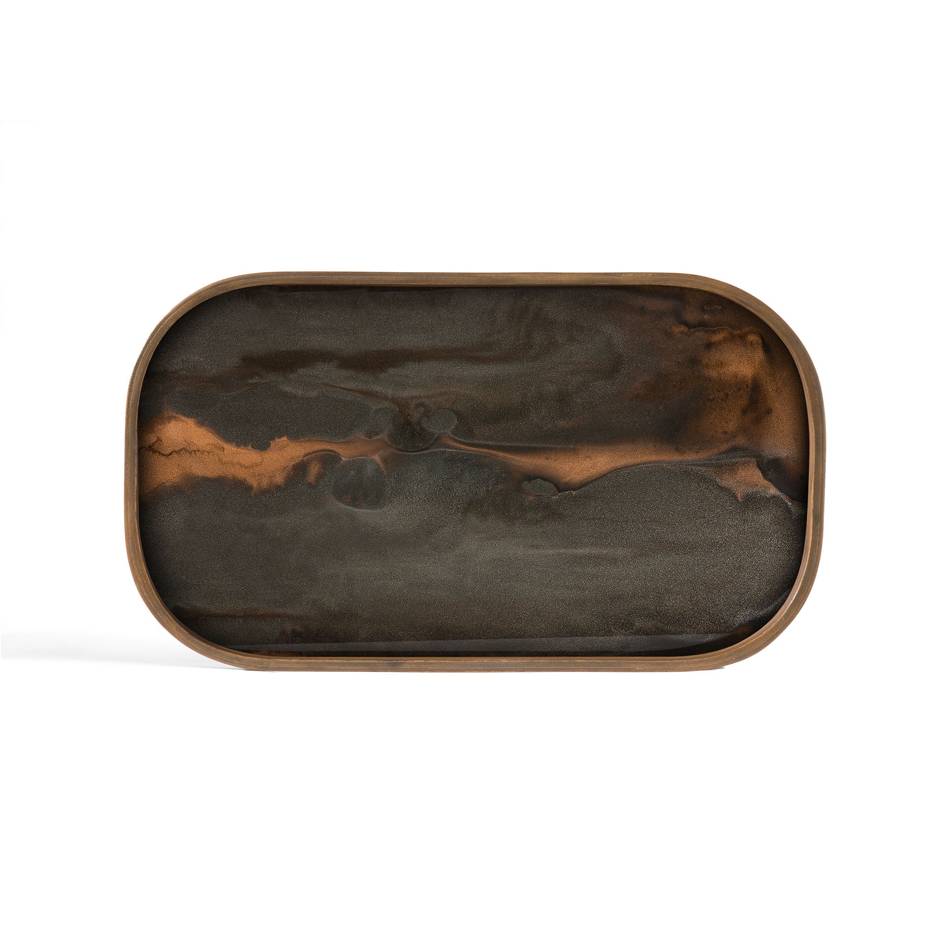 Oblong Bronze Glass Organic Valet Tray