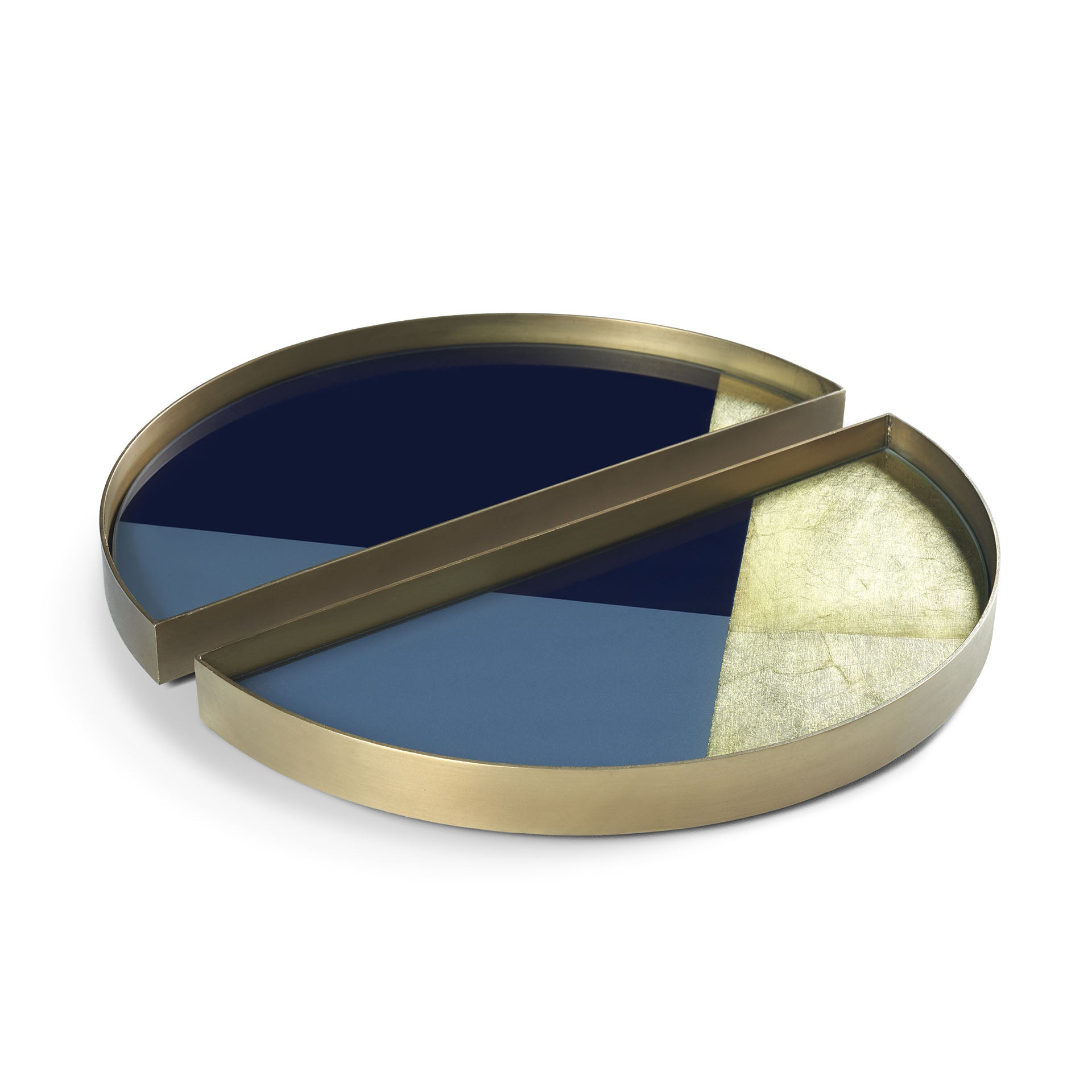 Set Of 2 Half-moons Geometric Valet Glass Tray