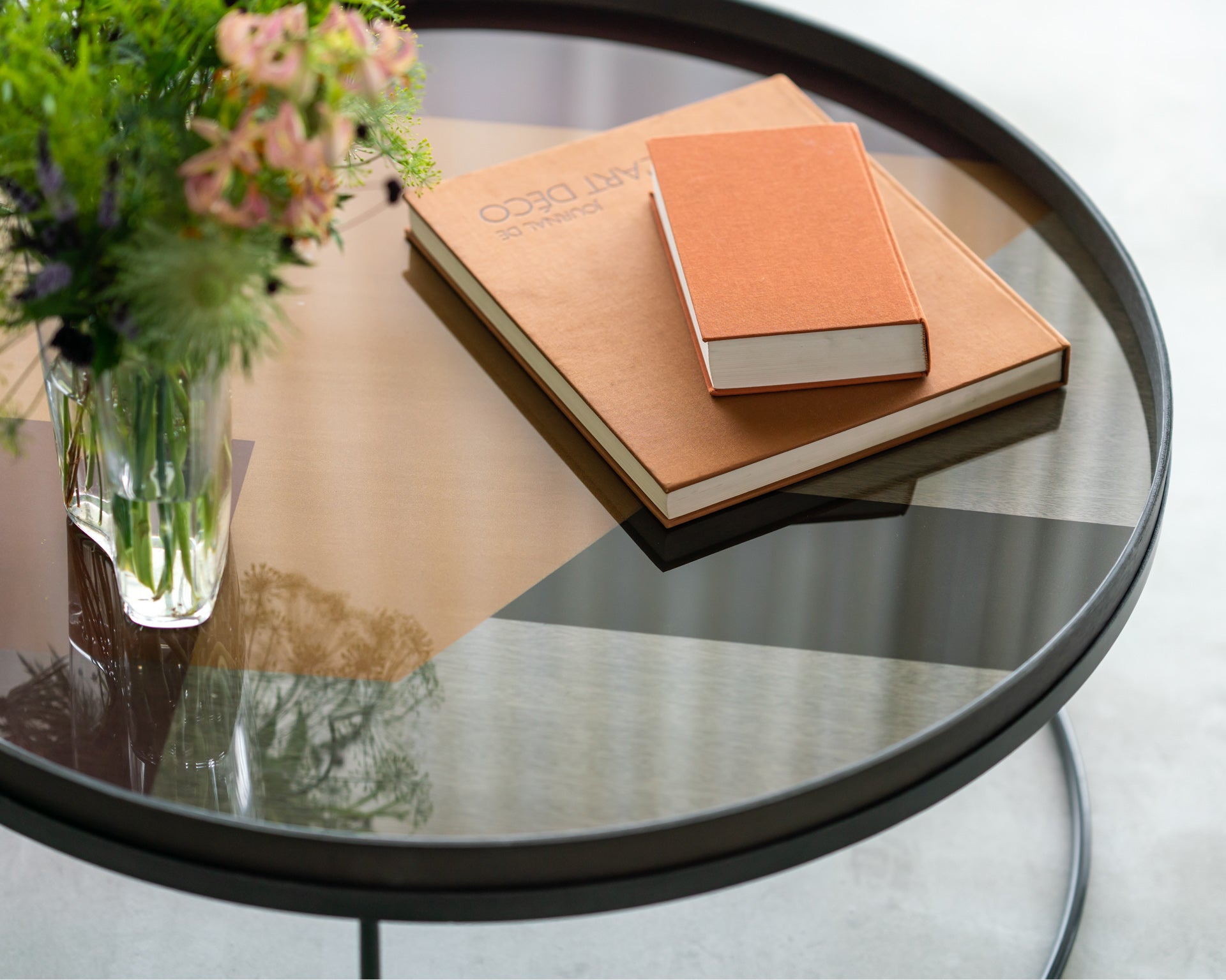 Round Glass Angle Tray, Bronze, Extra Large