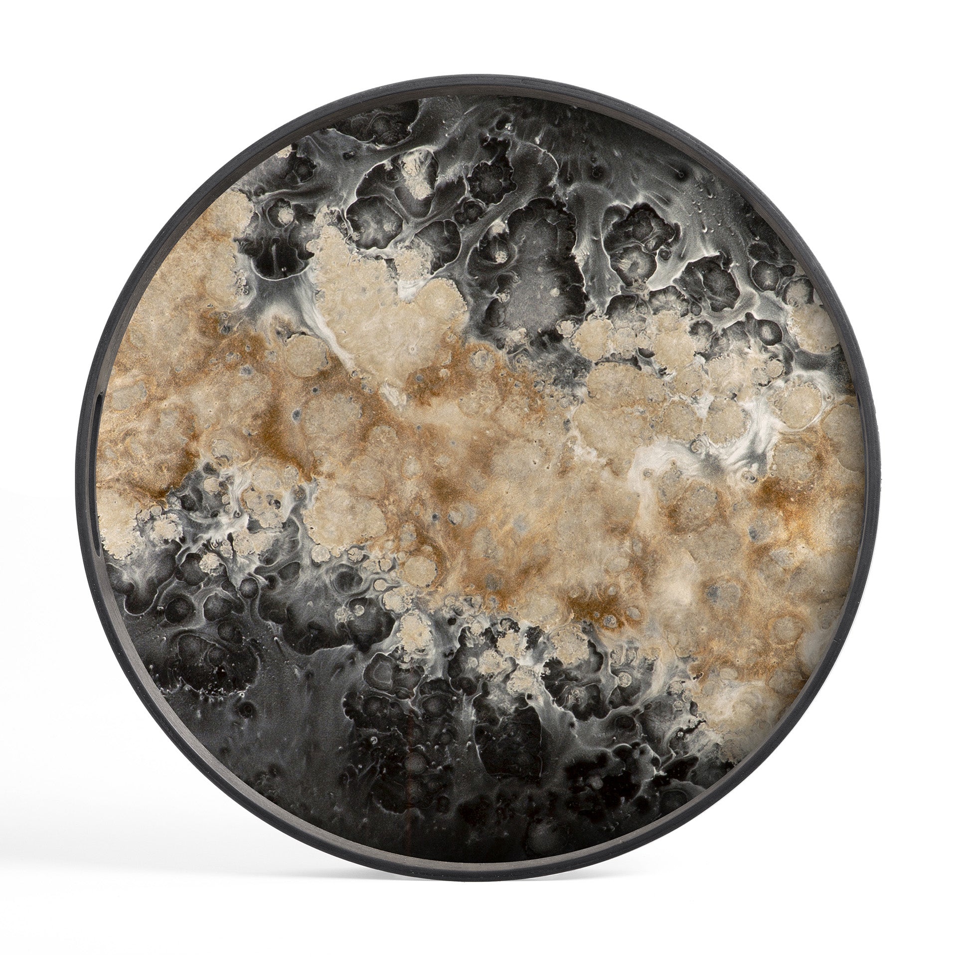 Round Glass Organic Tray, Black