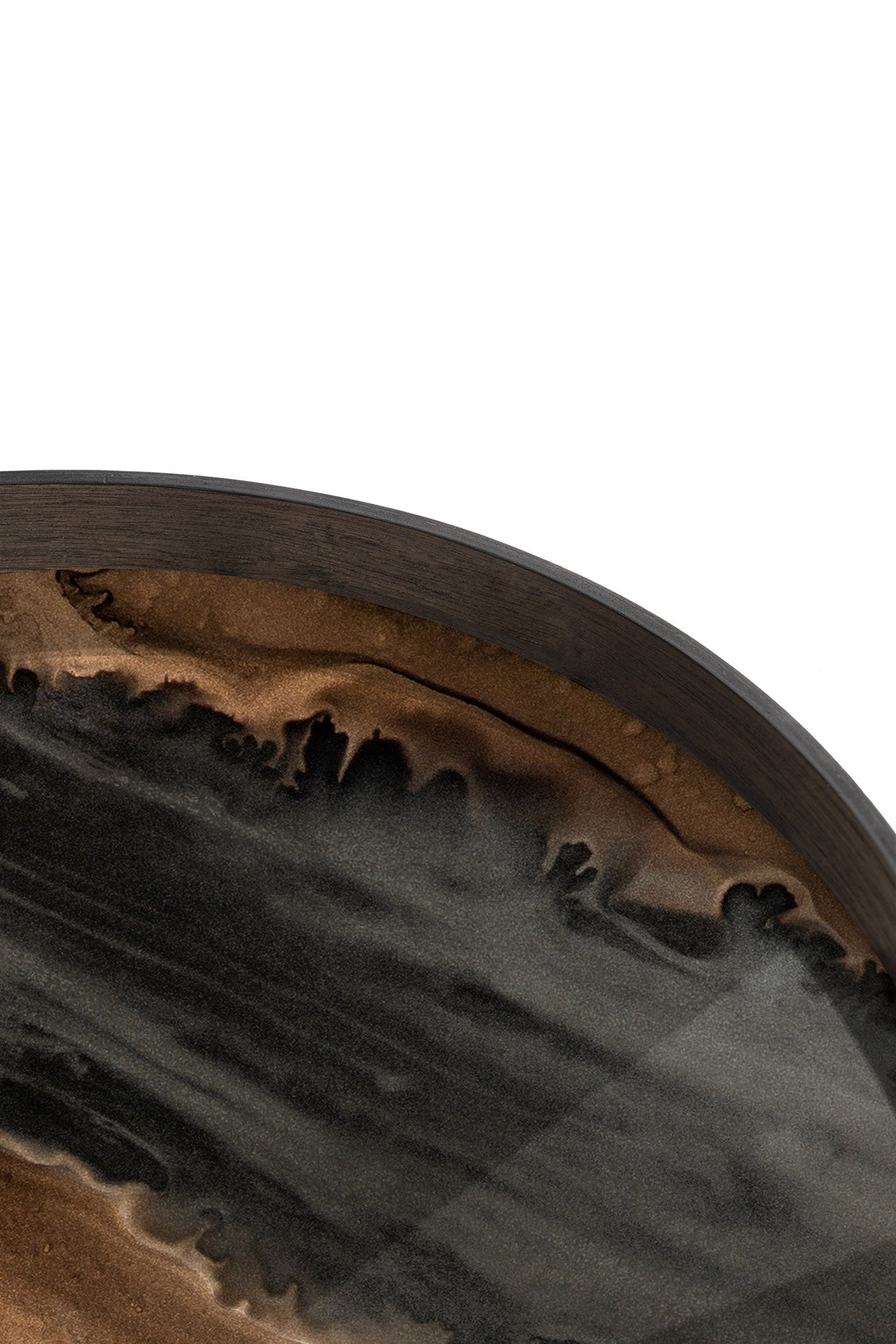 Round Large Glass Organic Tray, Bronze