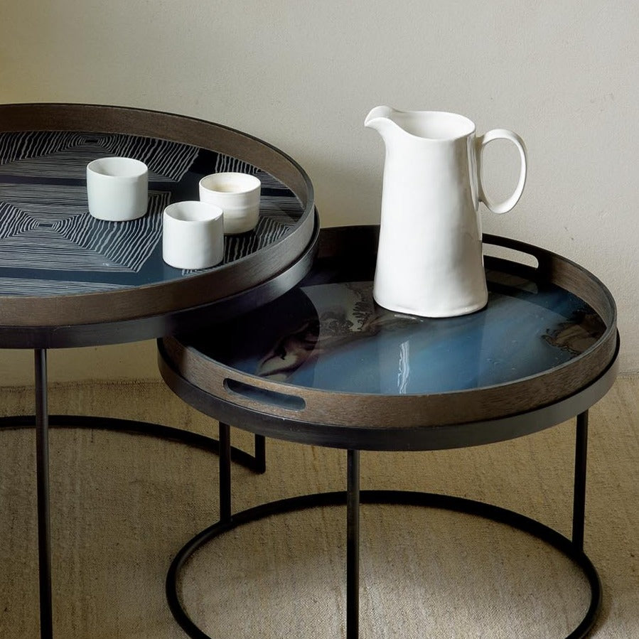 Round Glass Organic Tray, Slate