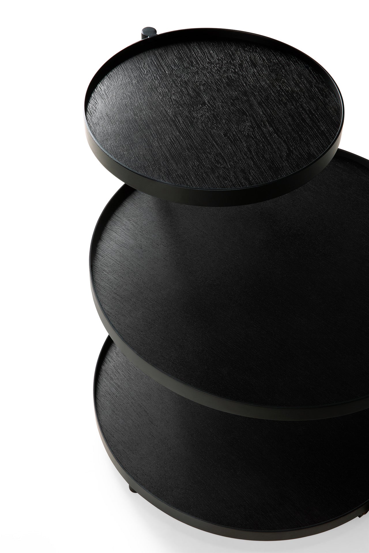 Swivel tray side table - varnished wood - black - round - XS - tray not included