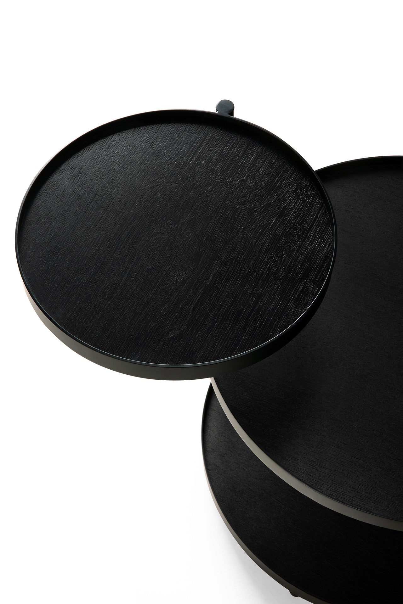 Swivel tray side table - varnished wood - black - round - XS - tray not included