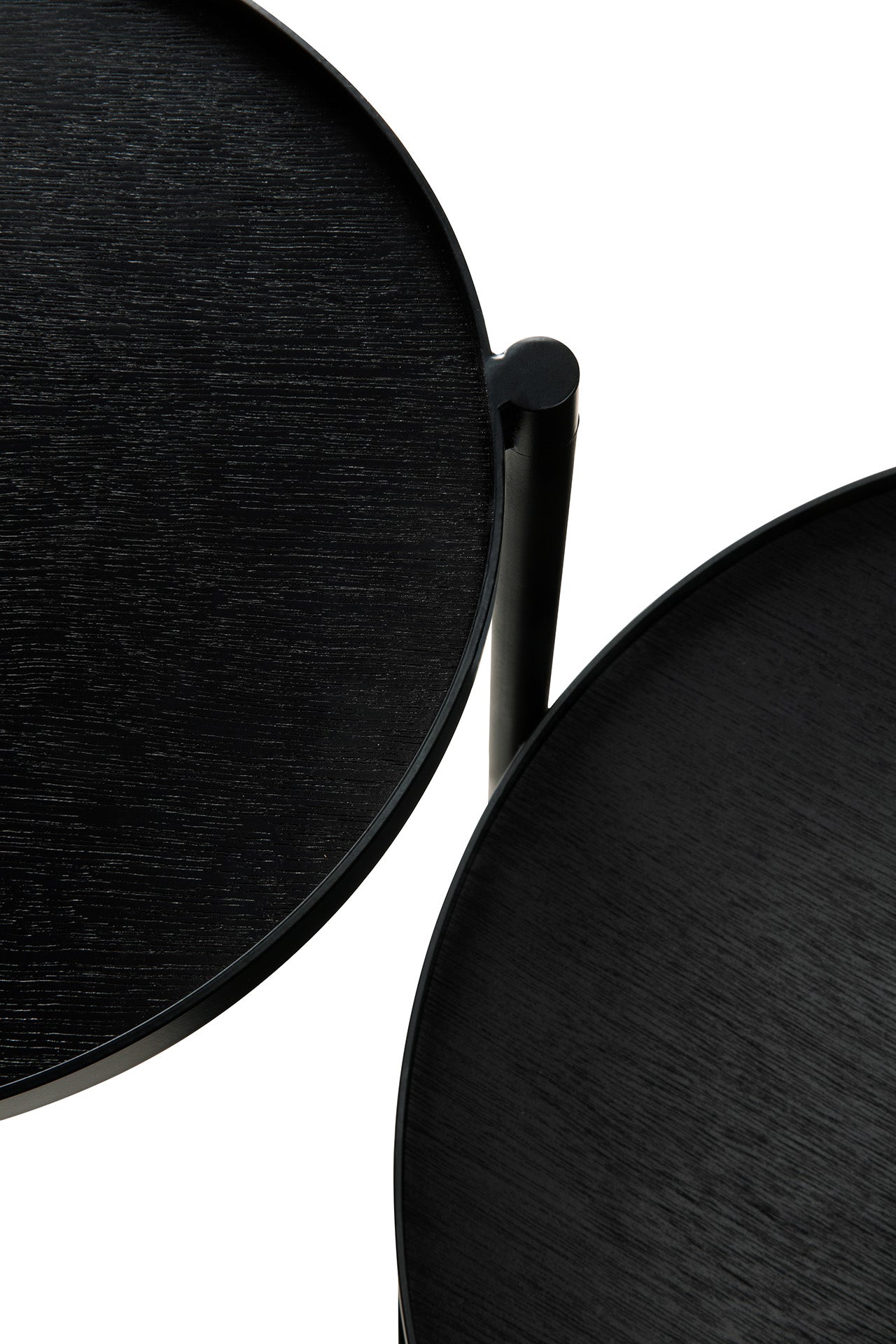 Swivel tray side table - varnished wood - black - round - XS - tray not included