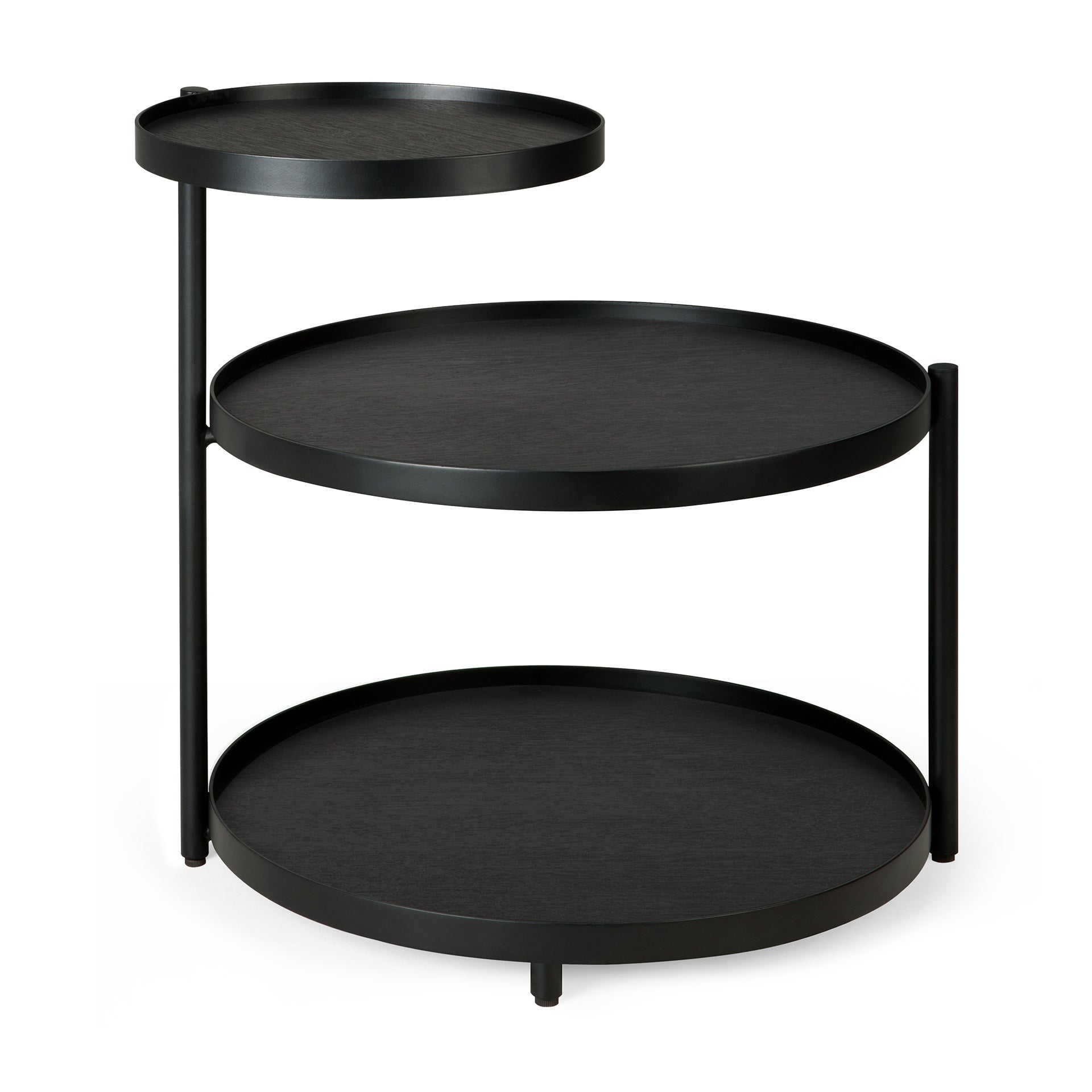Swivel tray side table - varnished wood - black - round - XS - tray not included