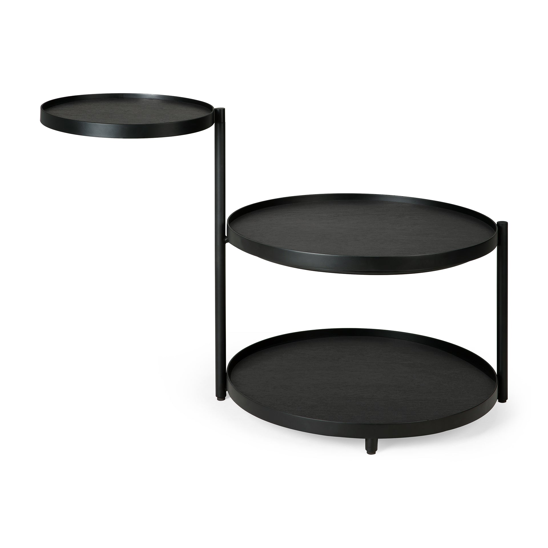 Swivel tray side table - varnished wood - black - round - XS - tray not included