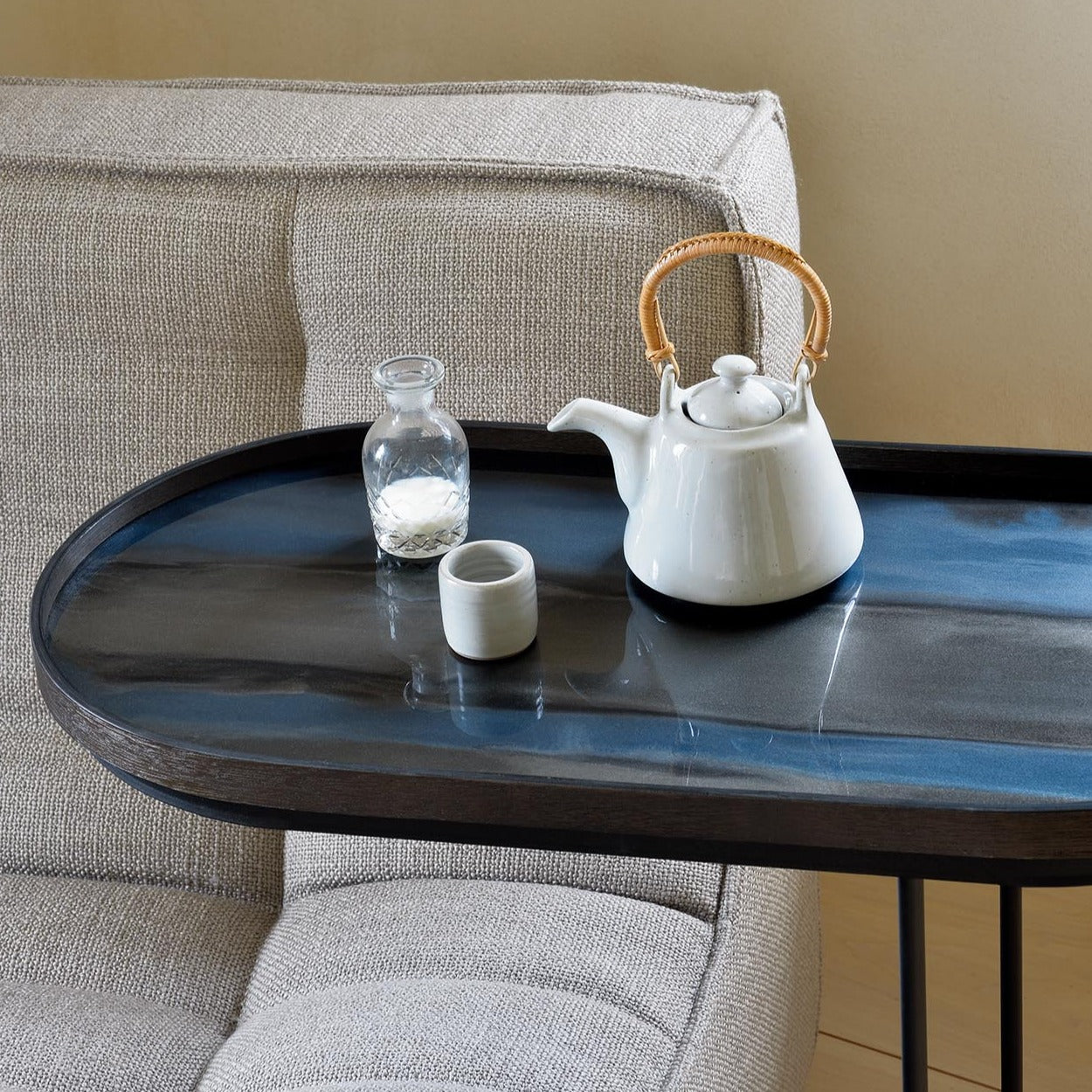 Oblong Graphite Glass Organic Tray