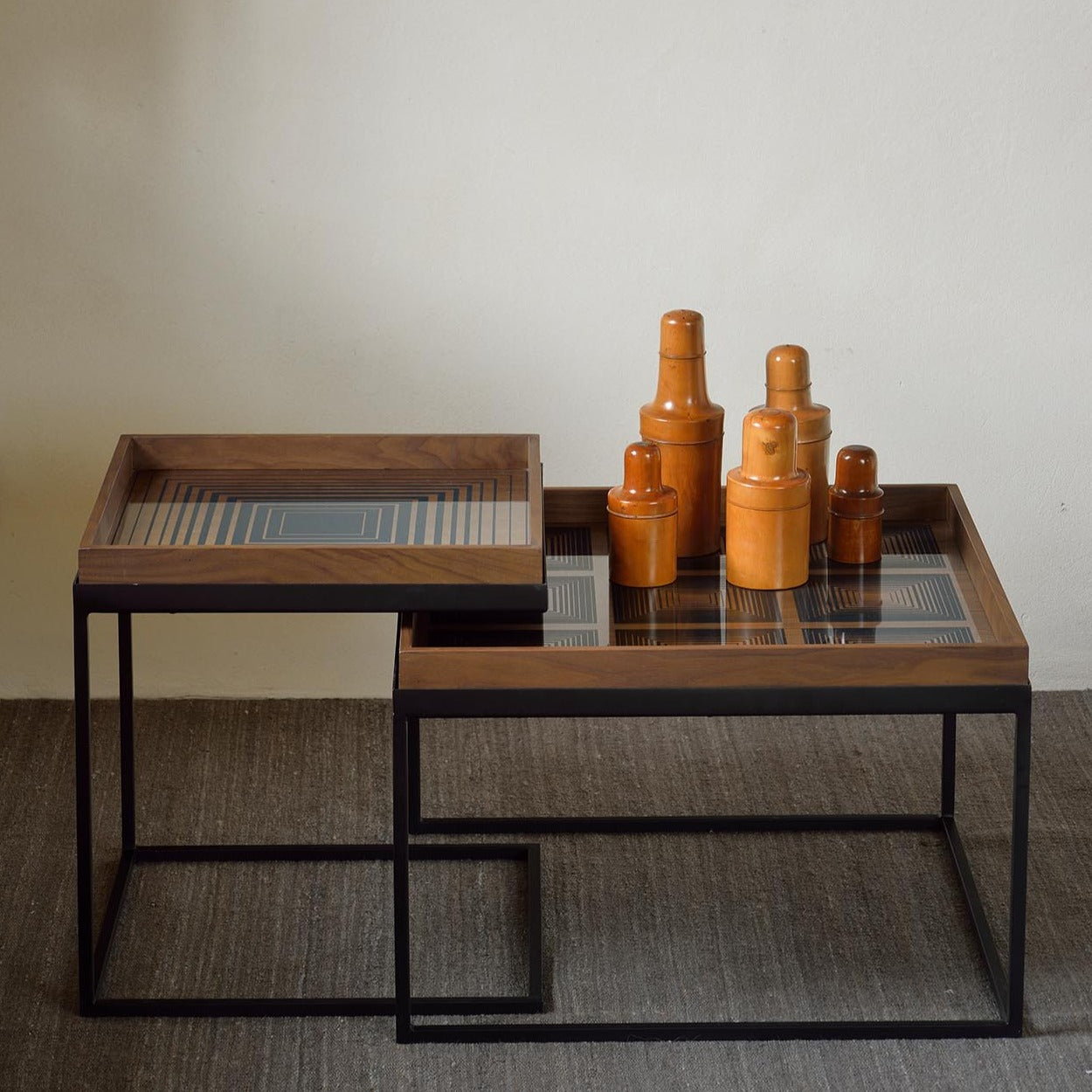 Square Ink Squares Glass Tray, Large