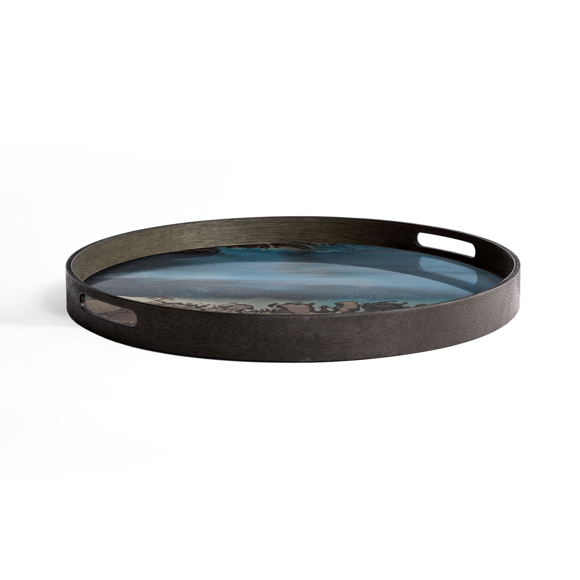 Round Glass Organic Tray, Slate