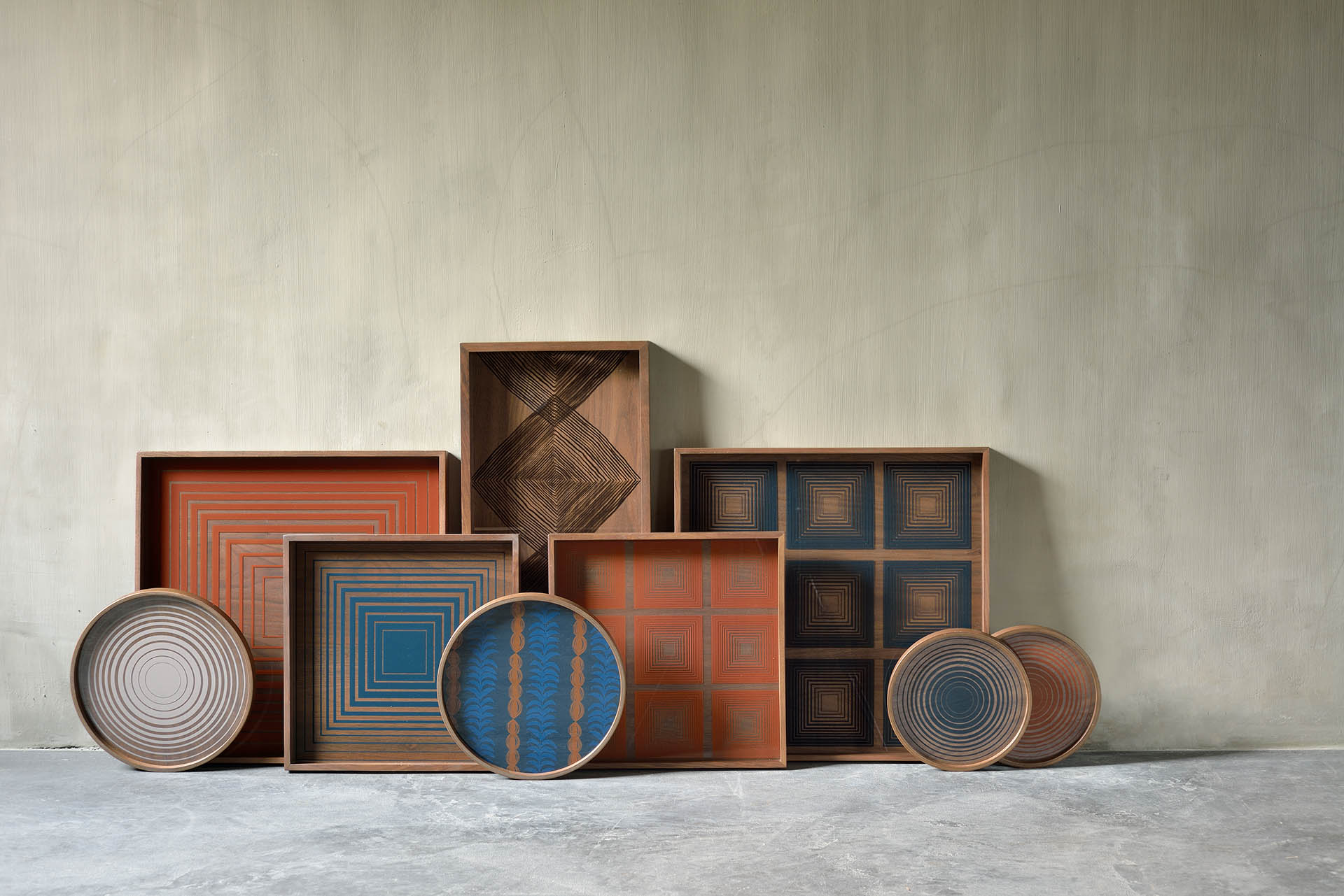 Square Ink Squares Glass Tray, Large