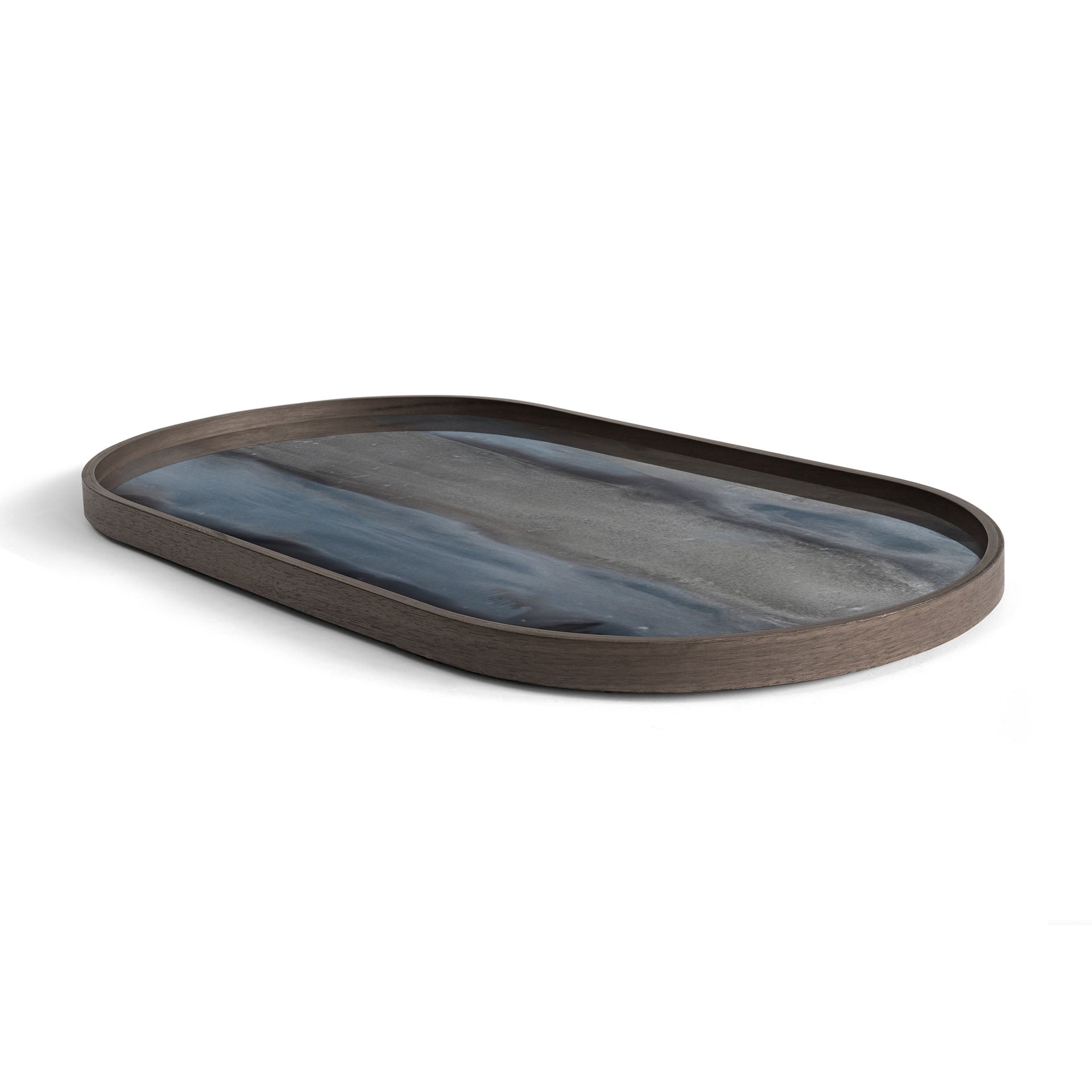 Oblong Graphite Glass Organic Tray