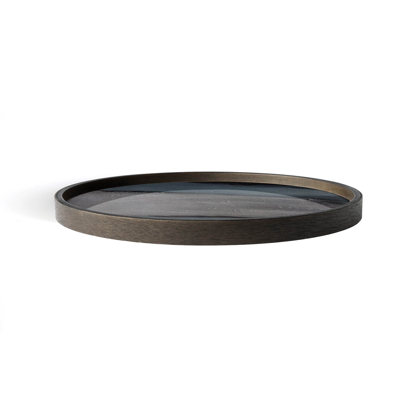 Round Glass Organic Valet Tray, Graphite