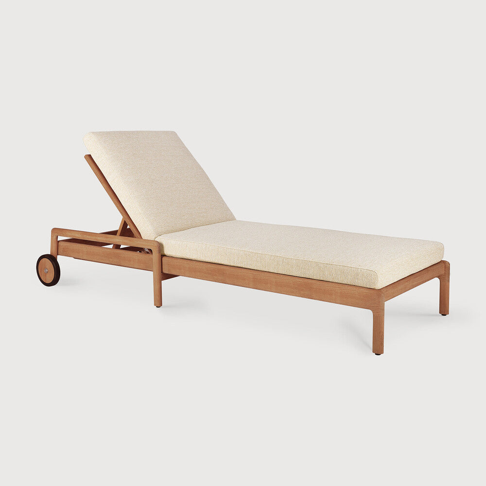 Jack Solid Teak Outdoor Adjustable Lounger, Natural Fabric