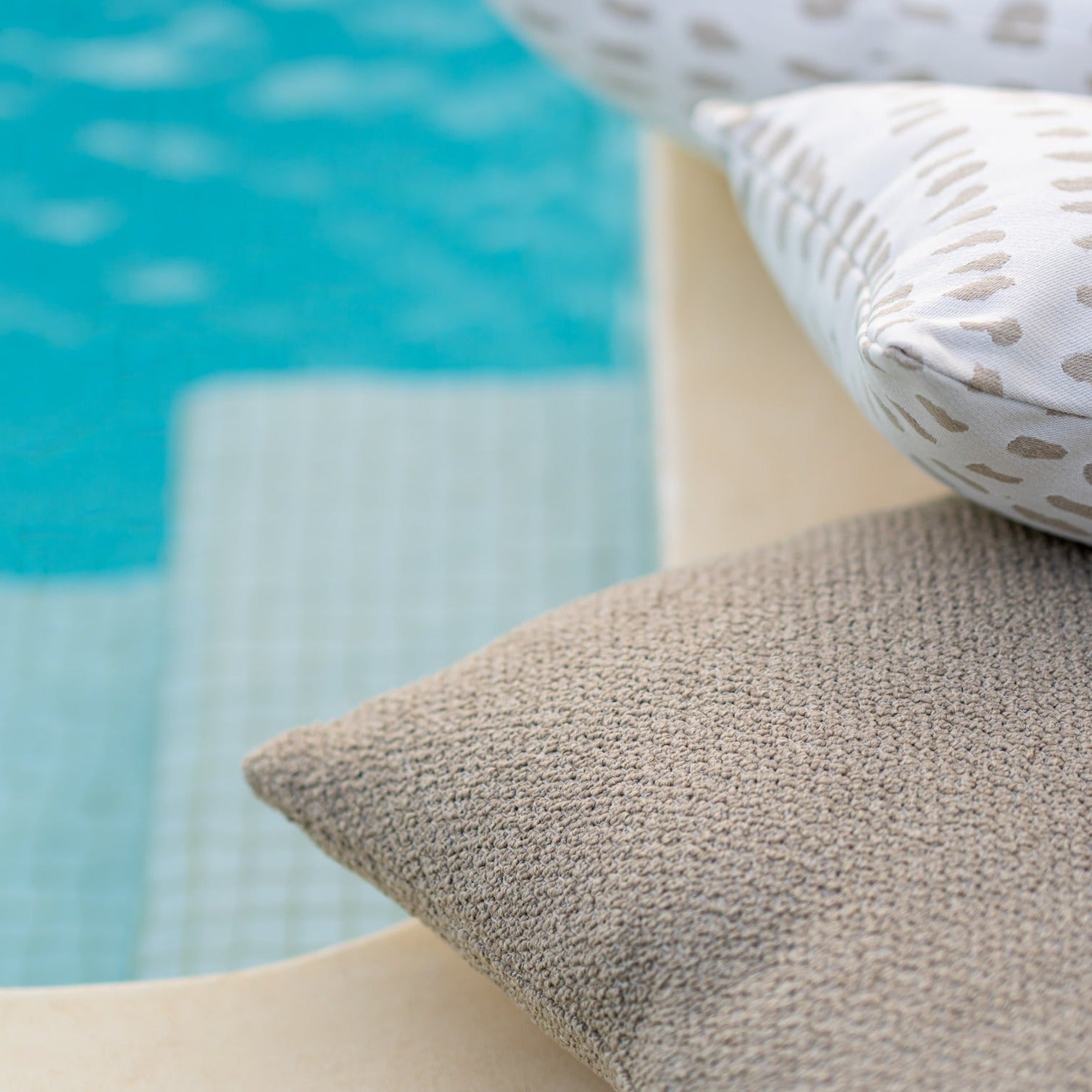 Boucle Outdoor Square Pillow, Set of 2, Oat