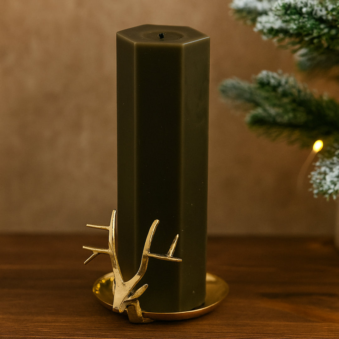 Reindeer Pillar Candle Dish