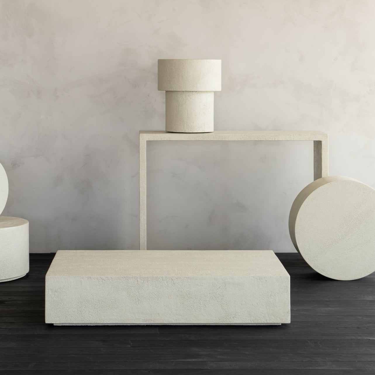 Elements Rectangular Micro-cement Coffee Table, Off White