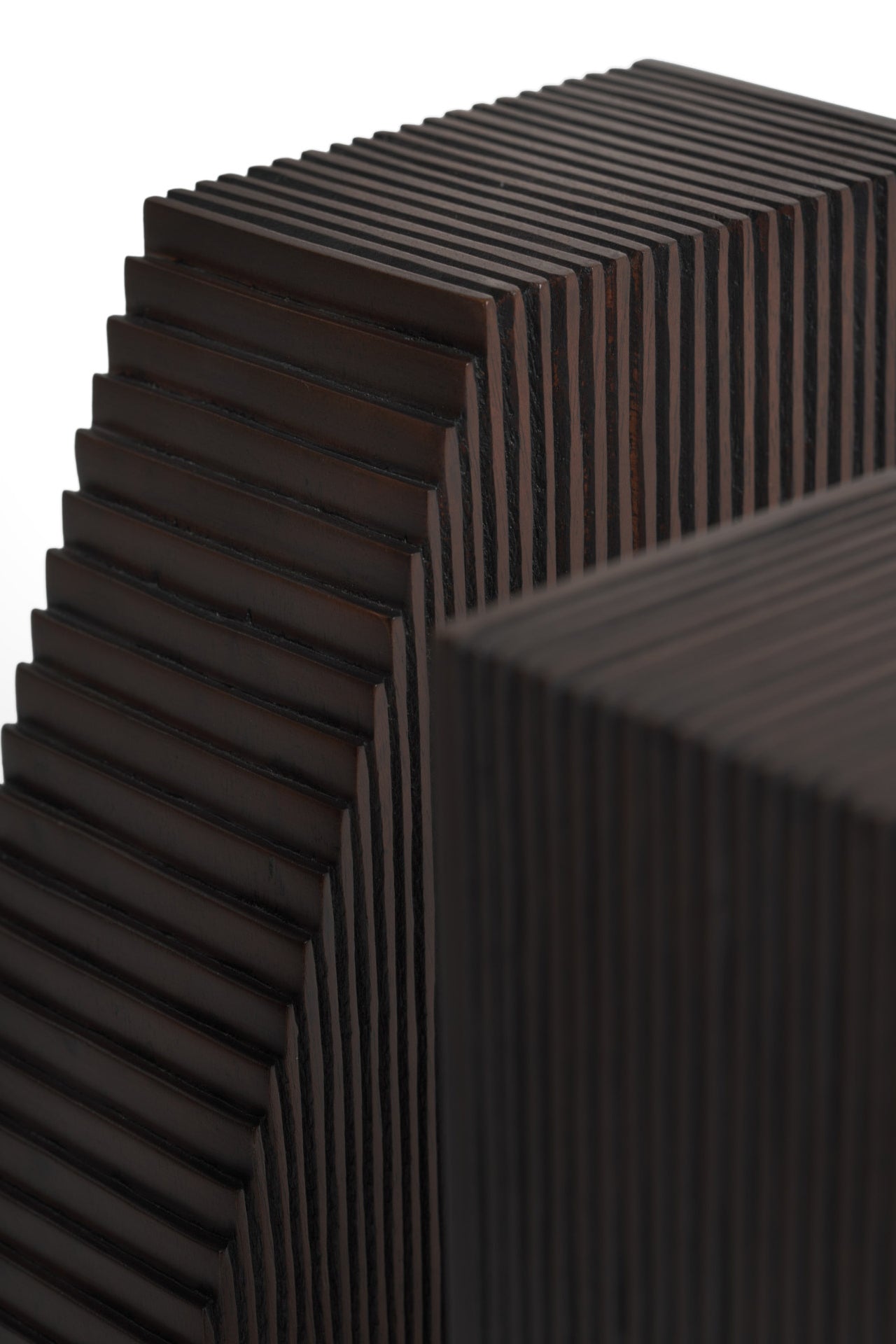 Grooves Dark Brown Mahogany Bookends, Set Of 2