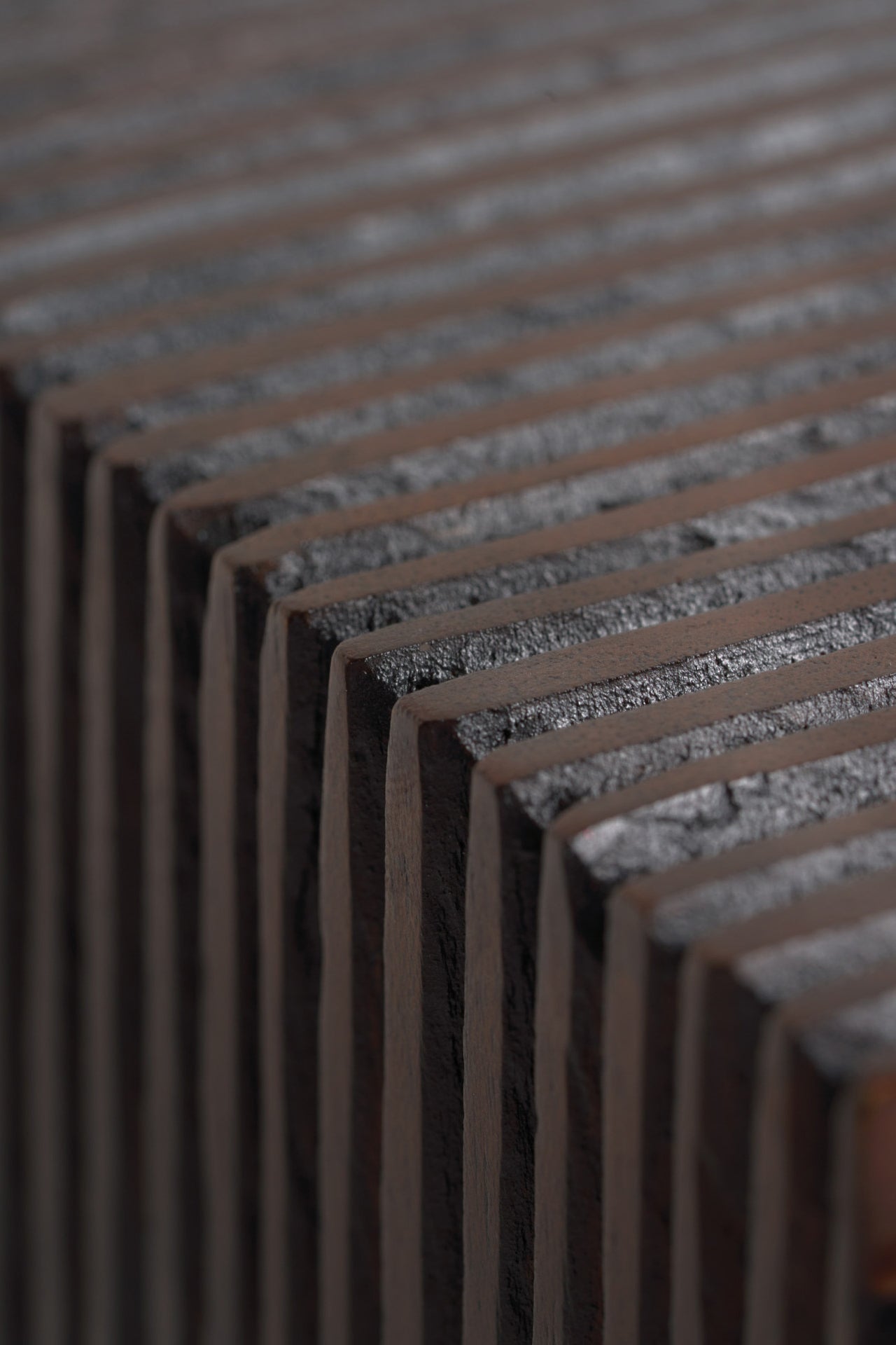 Grooves Dark Brown Mahogany Bookends, Set Of 2