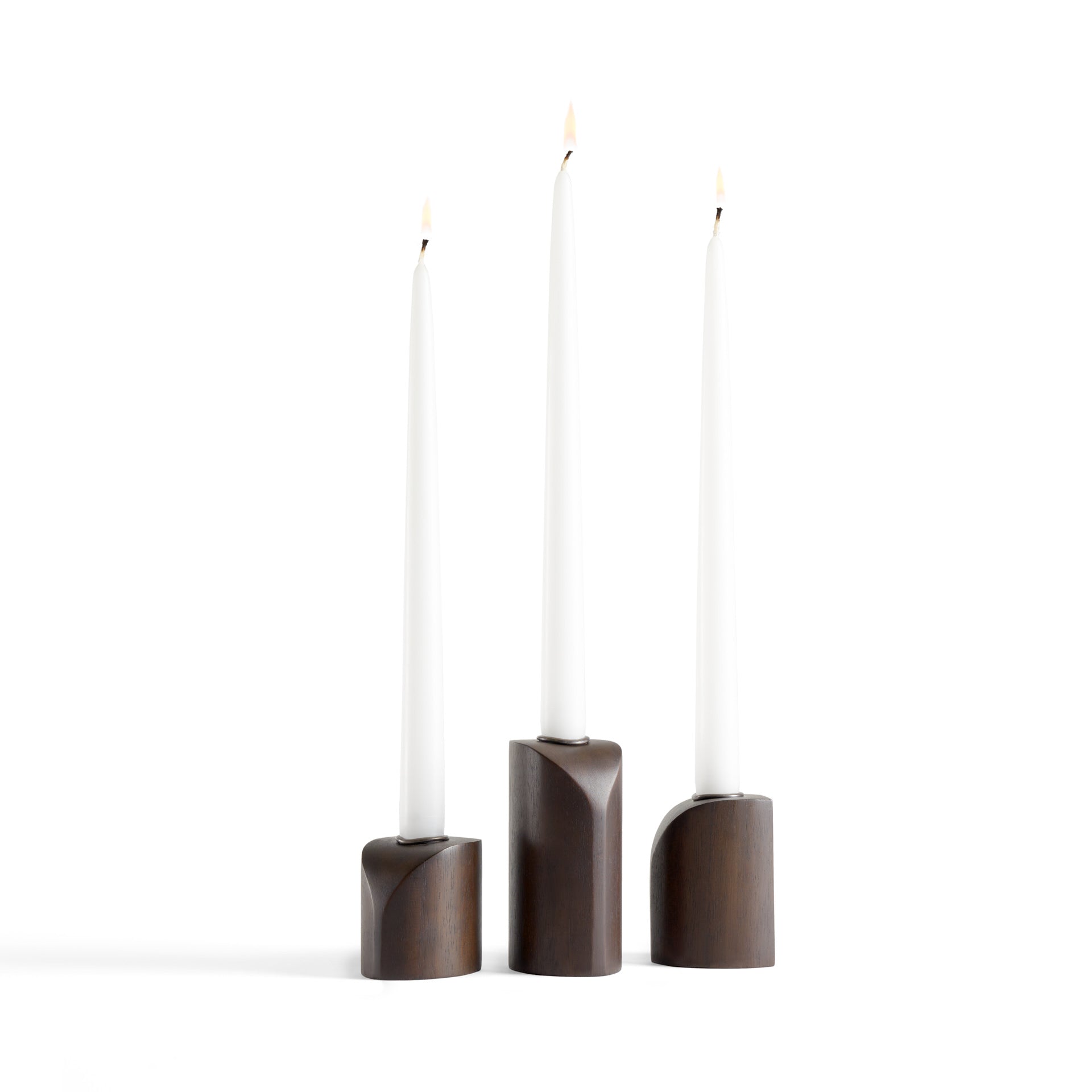 Pi Mahogany Candle Holders, Set Of 3
