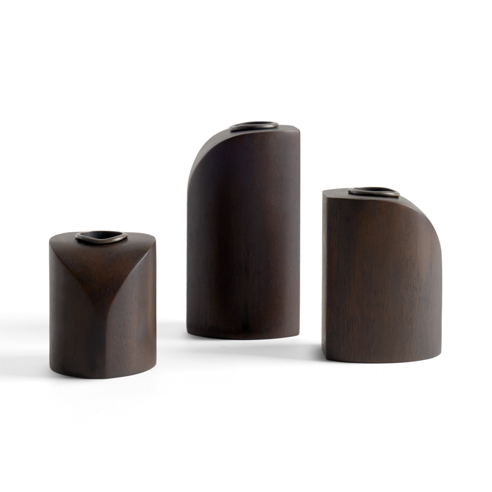 Pi Mahogany Candle Holders, Set Of 3