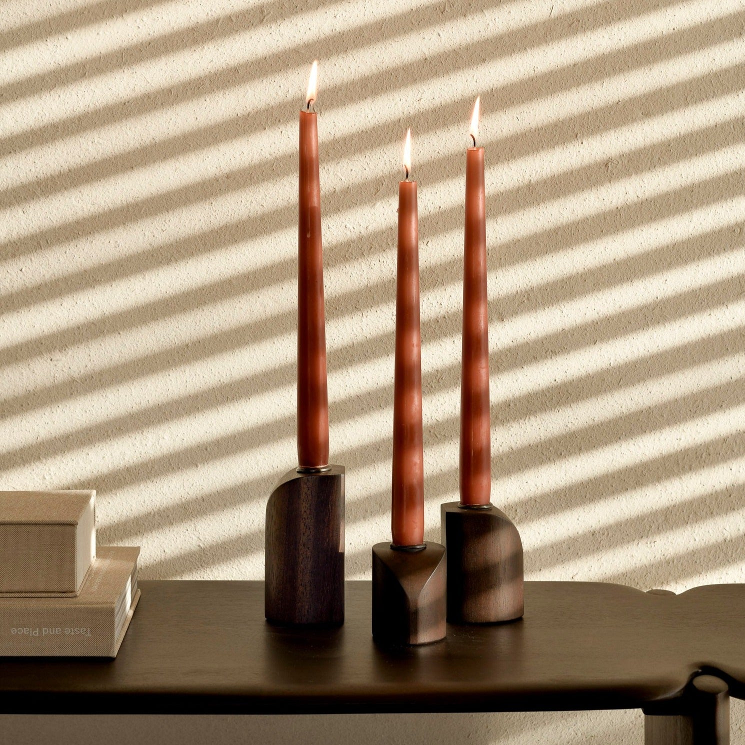 Pi Mahogany Candle Holders, Set Of 3