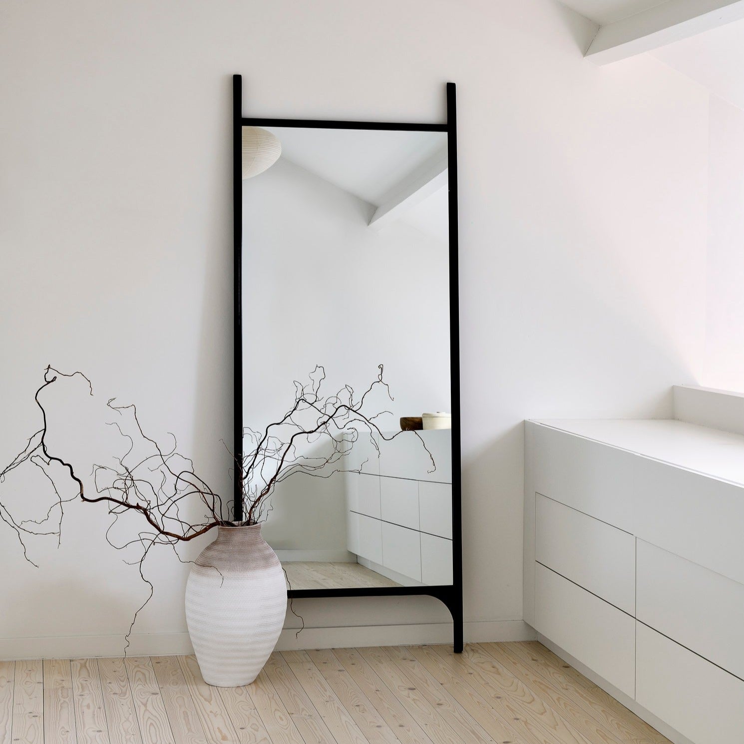 Pi Floor Mirror, Dark Brown