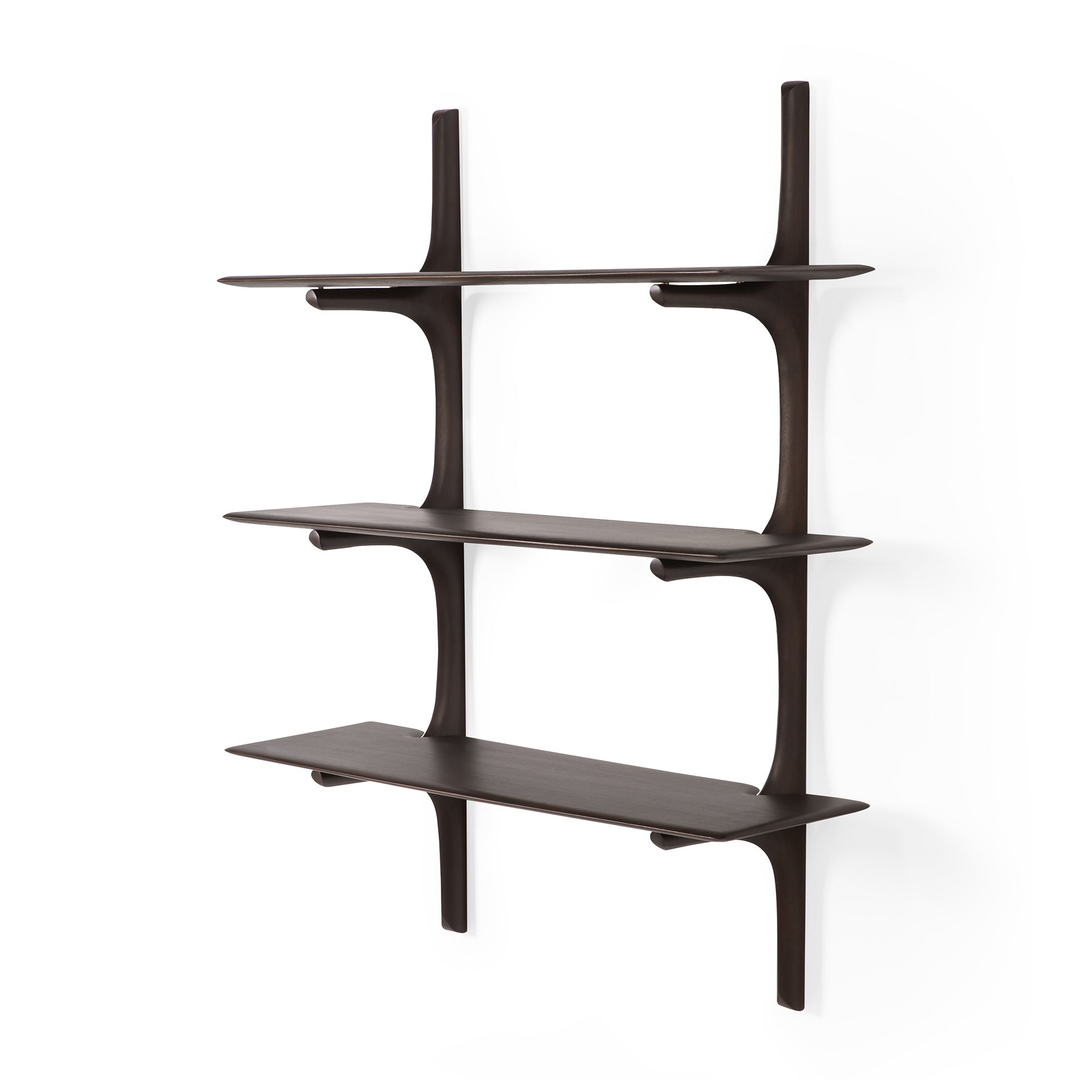 Pi Wall Shelf - varnished mahogany - dark brown - 3 shelves